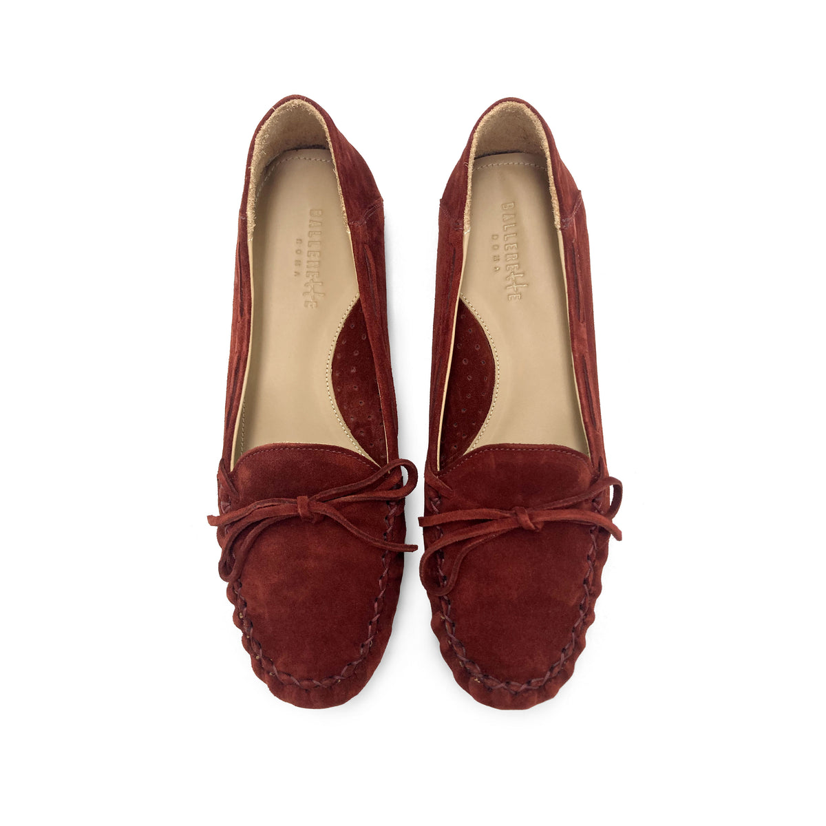 Women’s burgundy suede mocassins