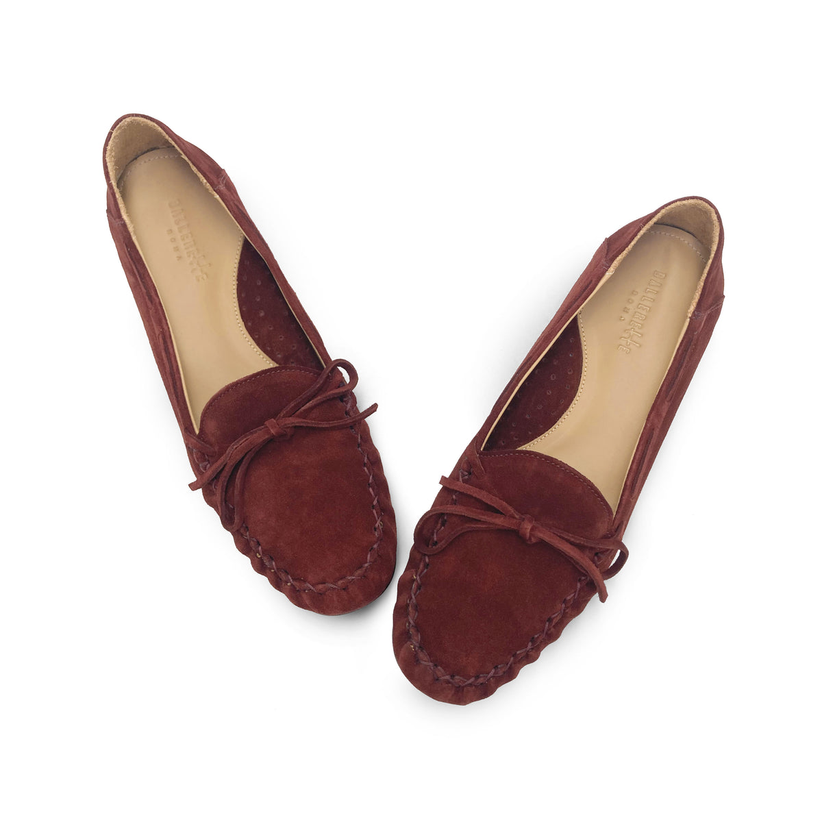 Women’s burgundy suede mocassins