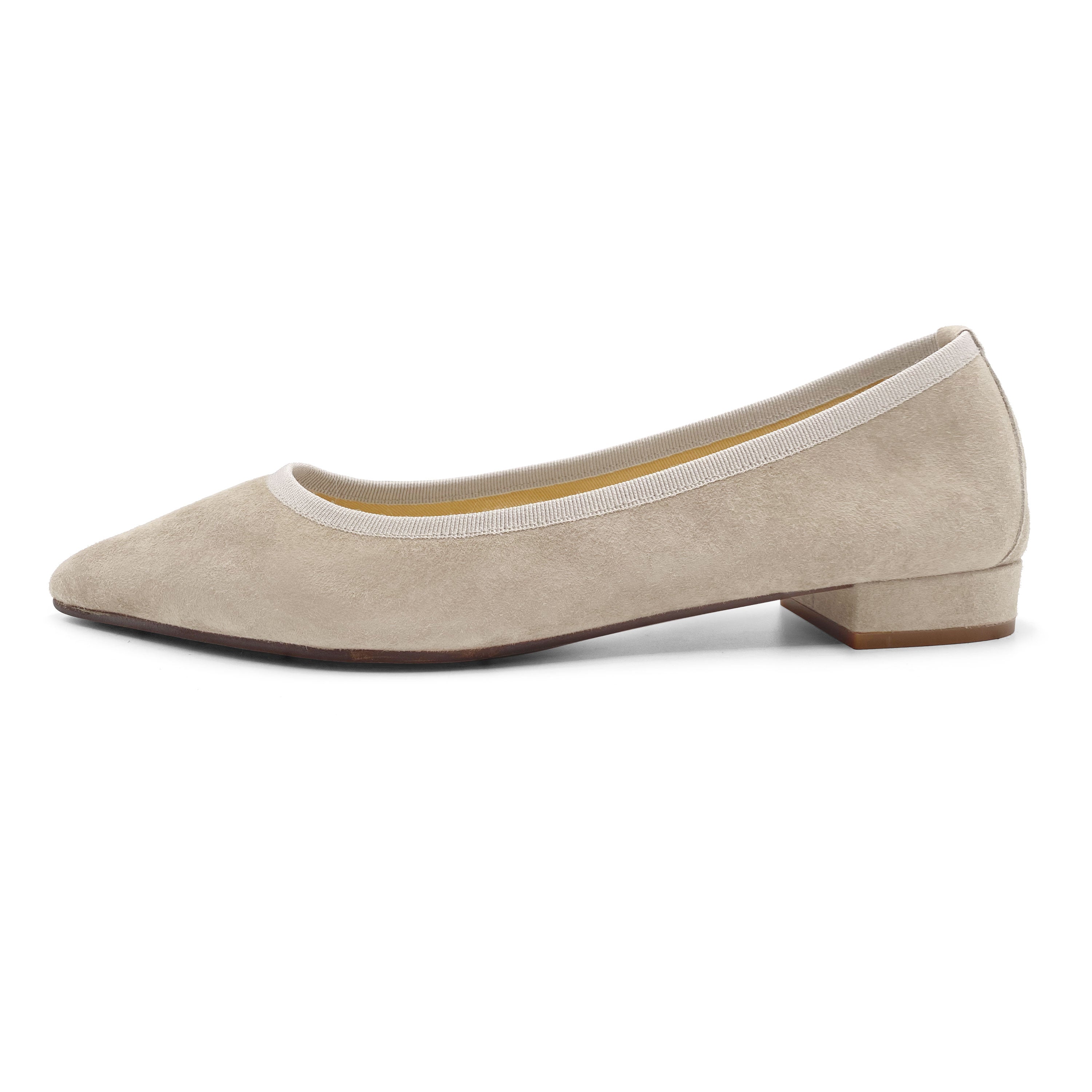 Beige spitze Wildlederballerinas