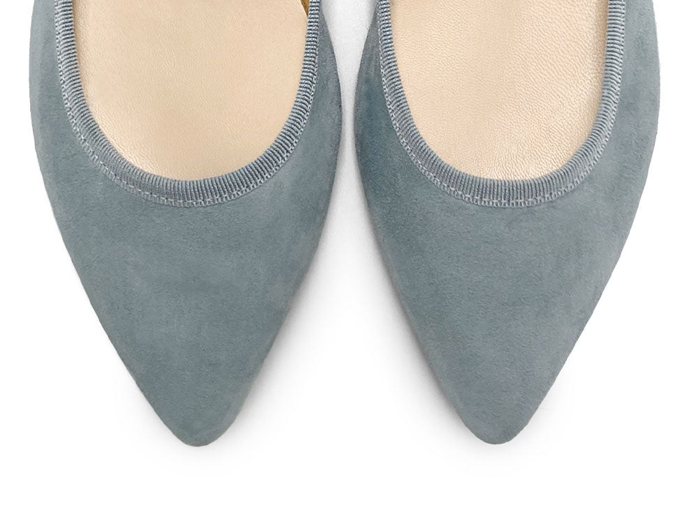 Powder Blue Suede Pointed toe Ballet Flats