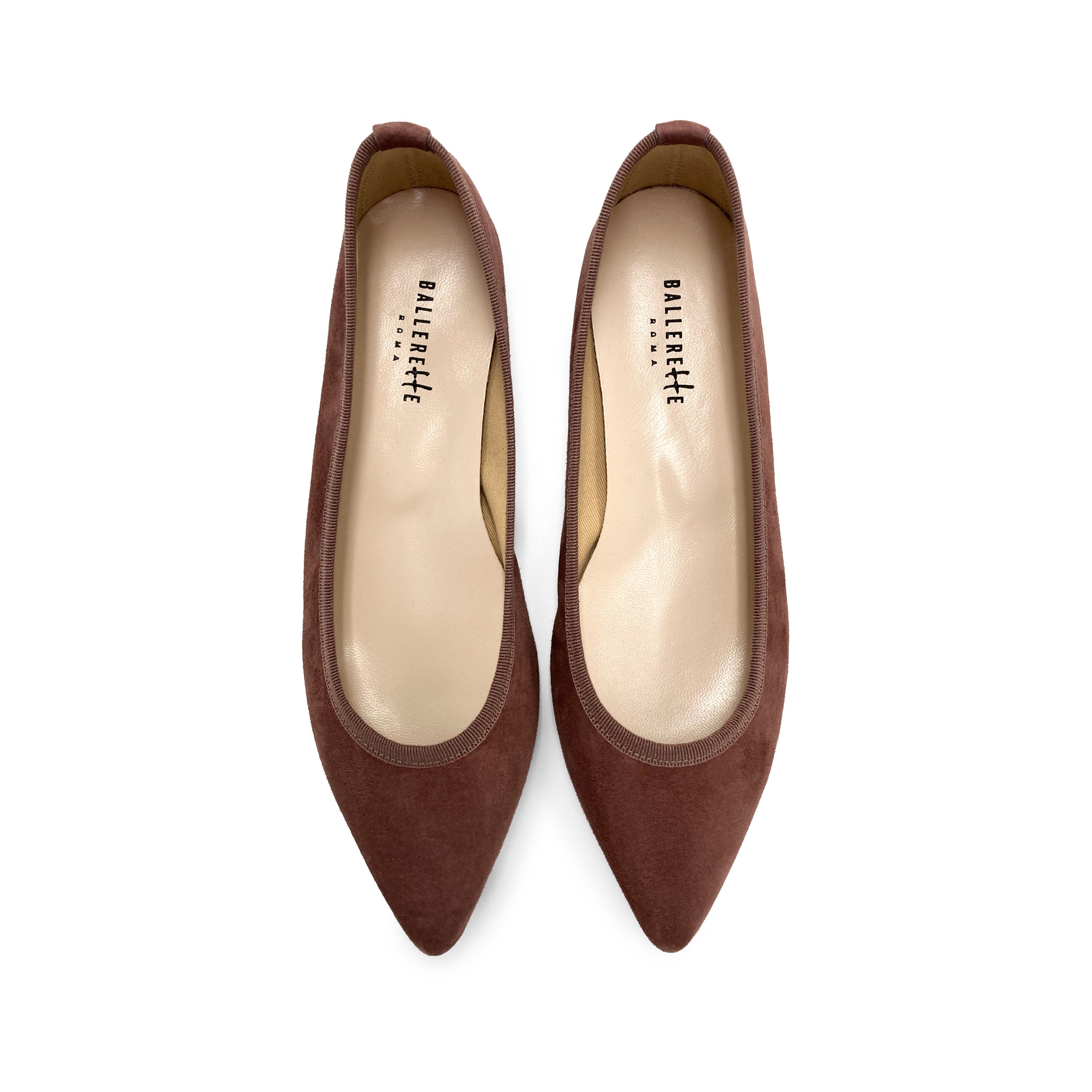 Pointed toe wine suede ballet flats