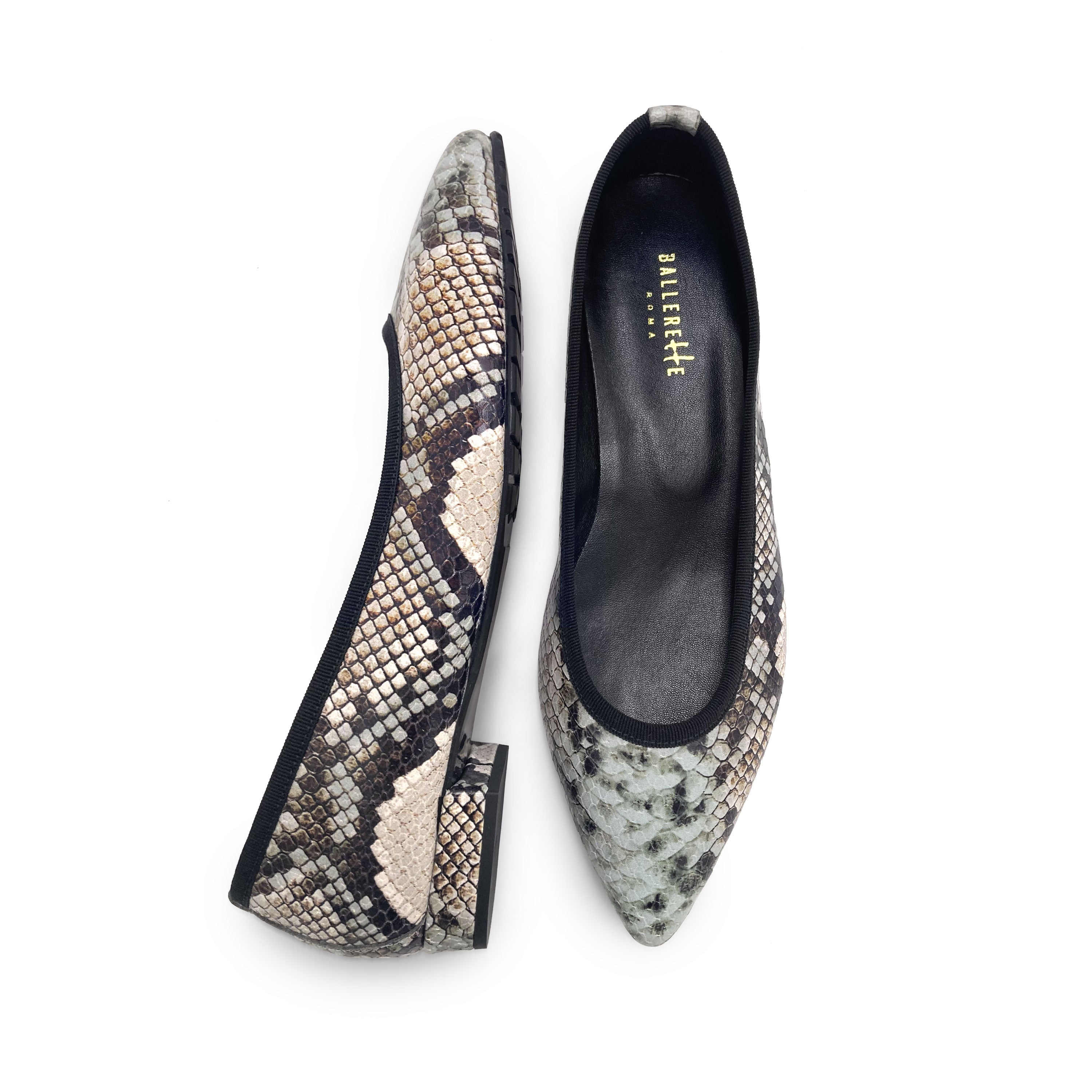 Ballerines à bout pointues en cuir imprimé python