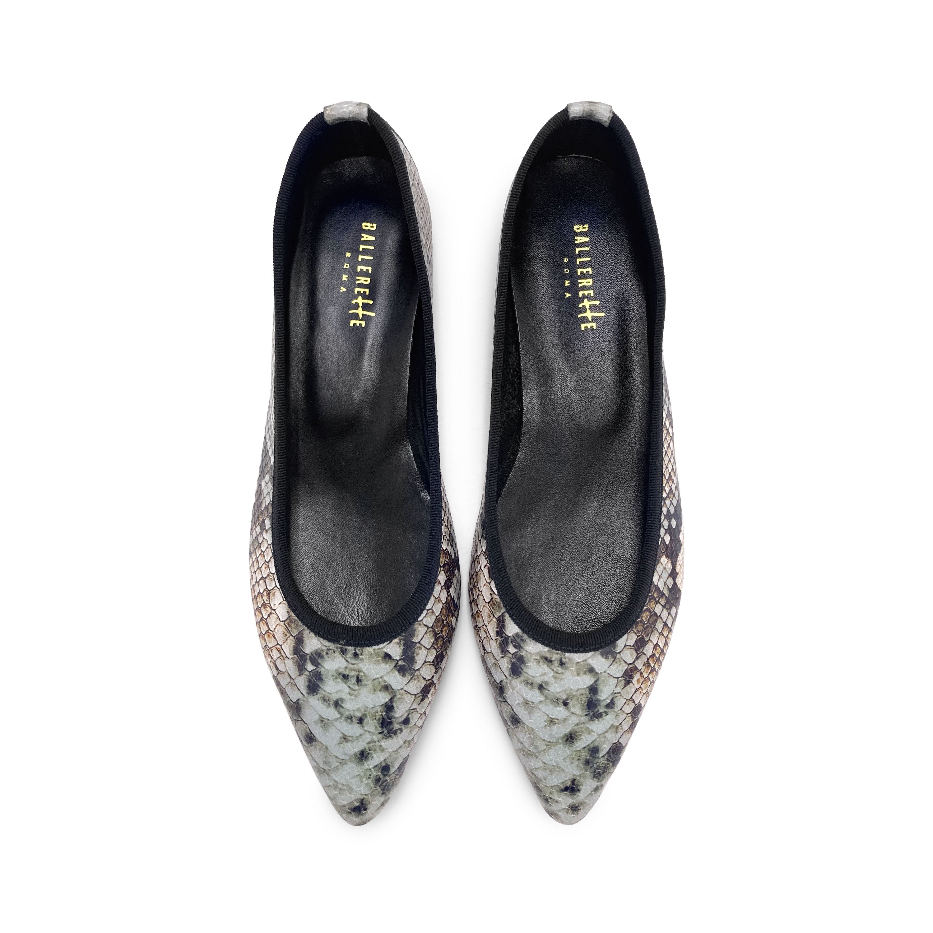 Ballerines à bout pointues en cuir imprimé python