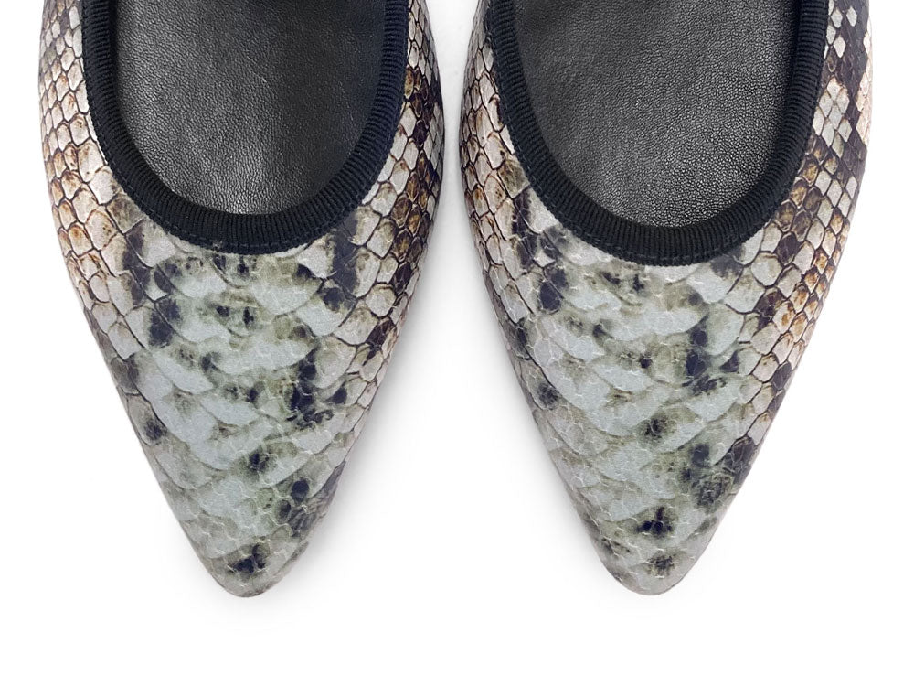 Ballerines à bout pointues en cuir imprimé python