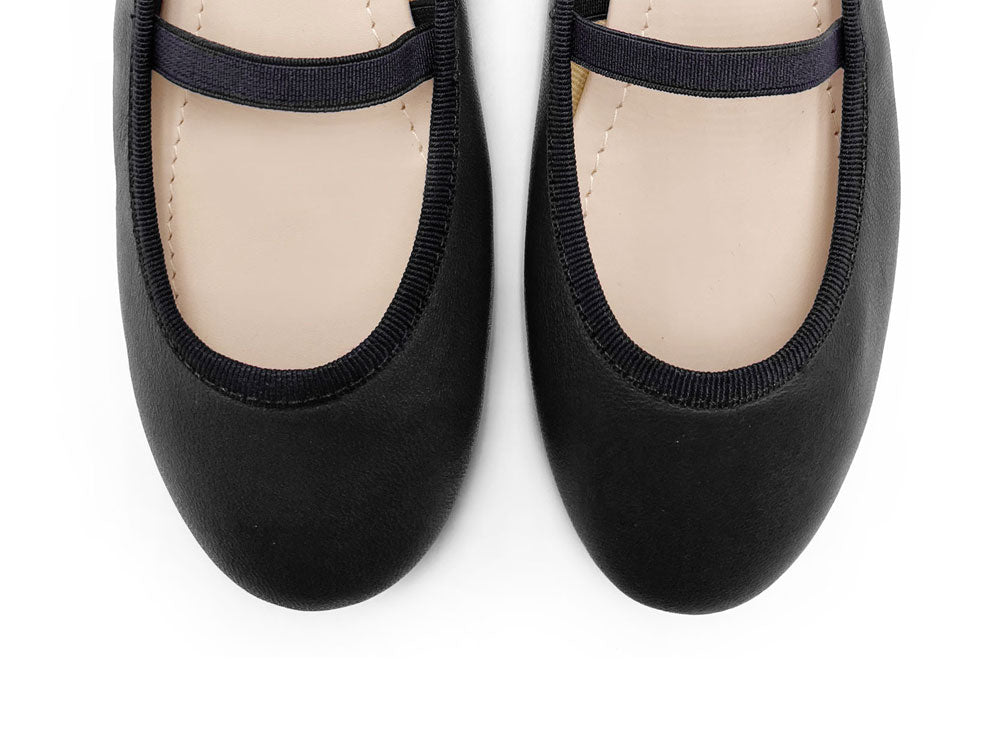 Ballerine bambina nere in pelle con elastico