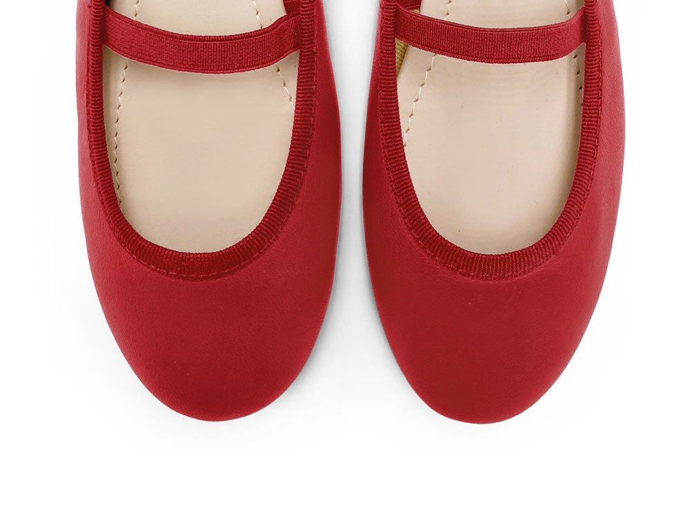 Ballerine bambina rosse in pelle con elastico