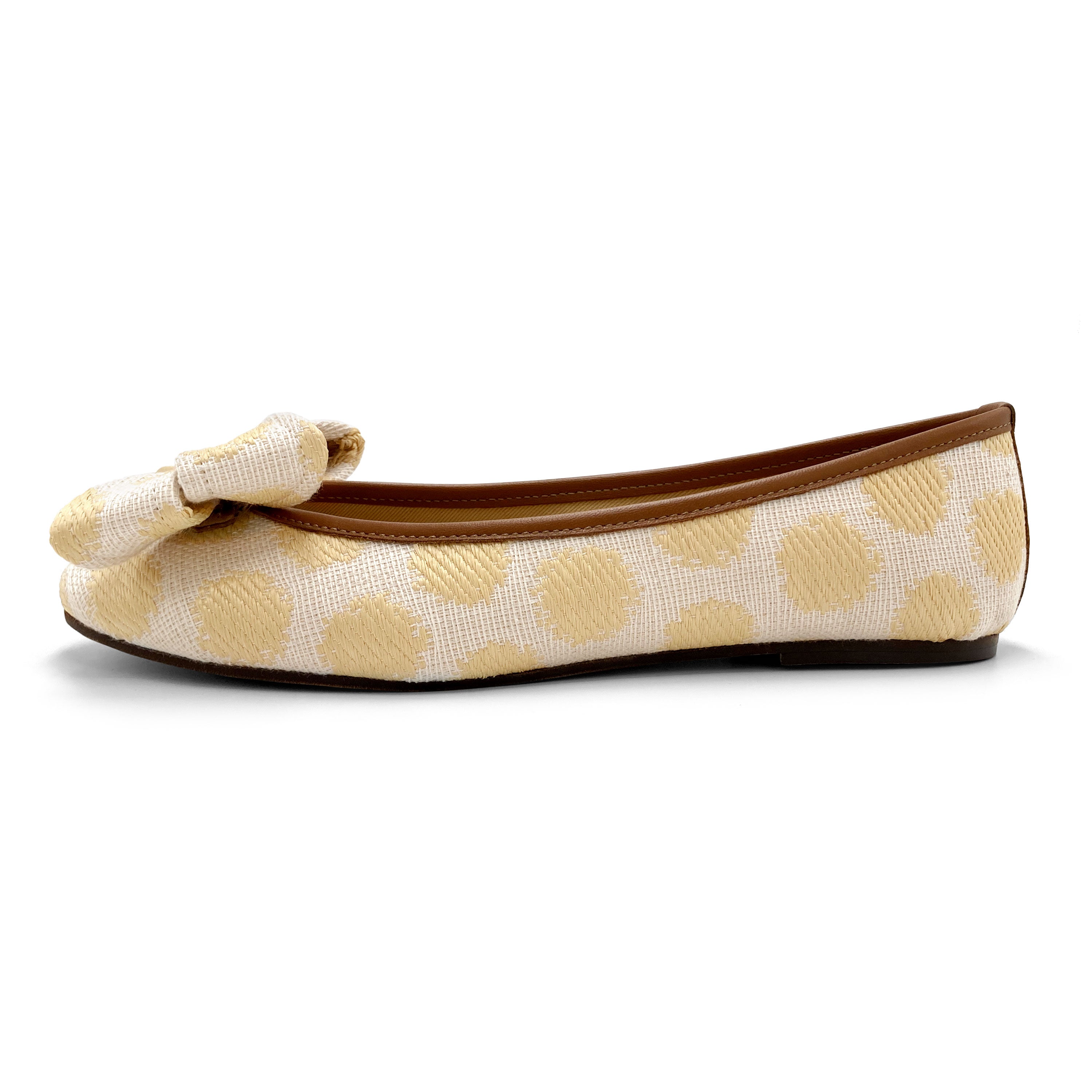 Ballerine estive in rafia a pois con fiocco