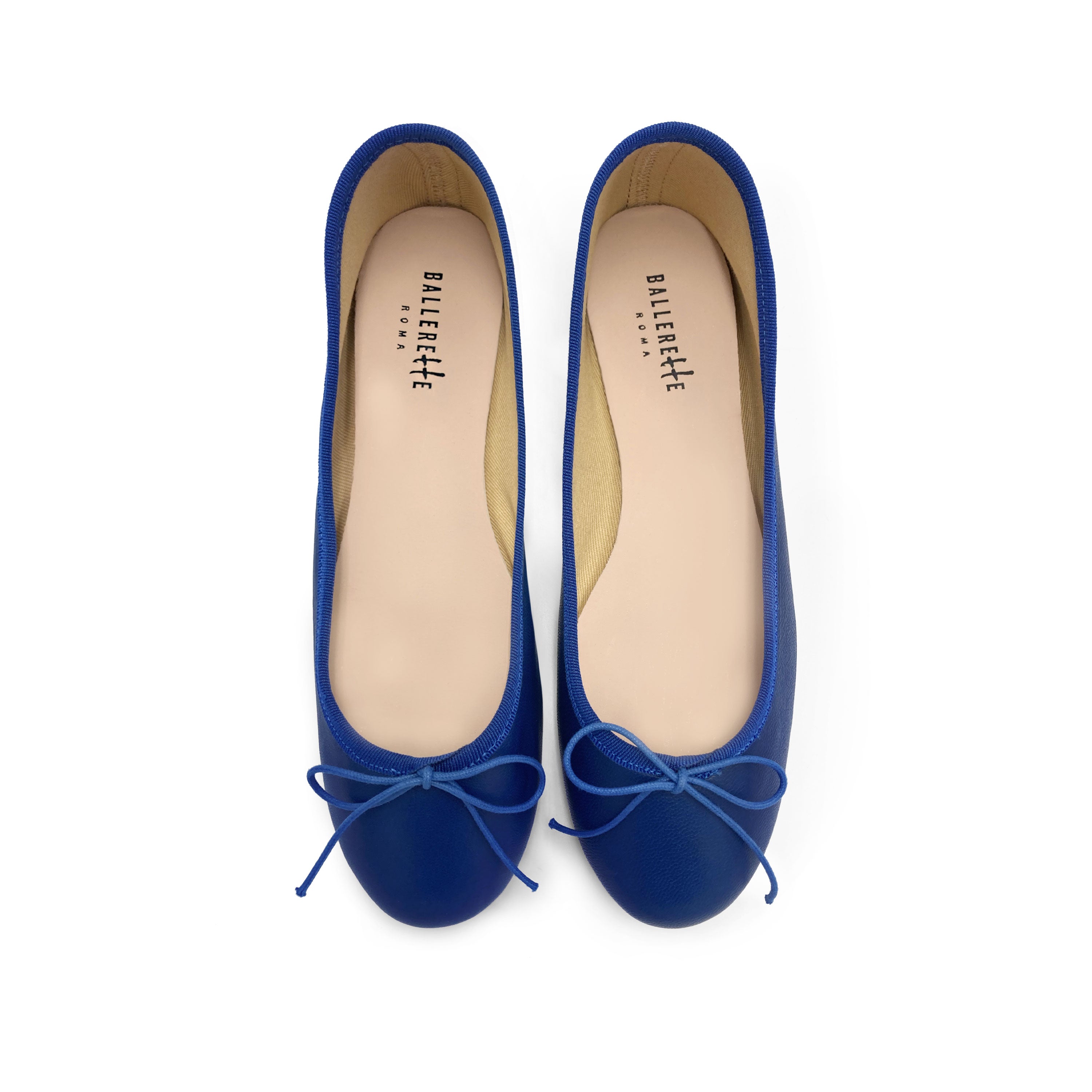Royal blue leather ballet flat