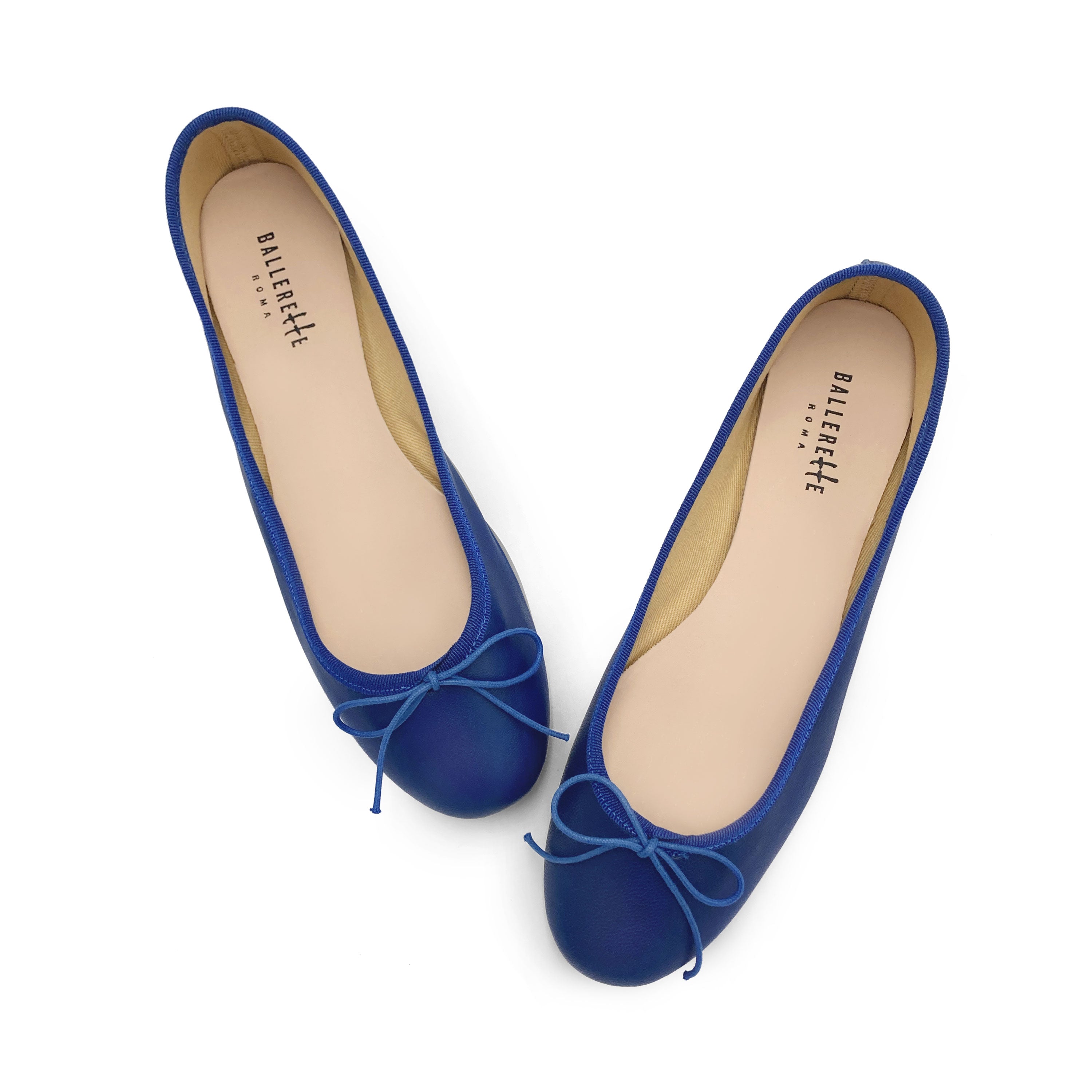 Royal blue leather ballet flat
