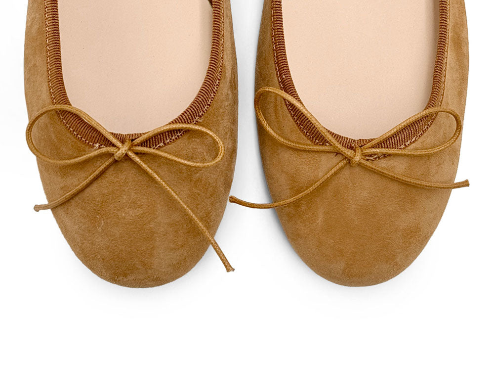 Tan suede ballet flats