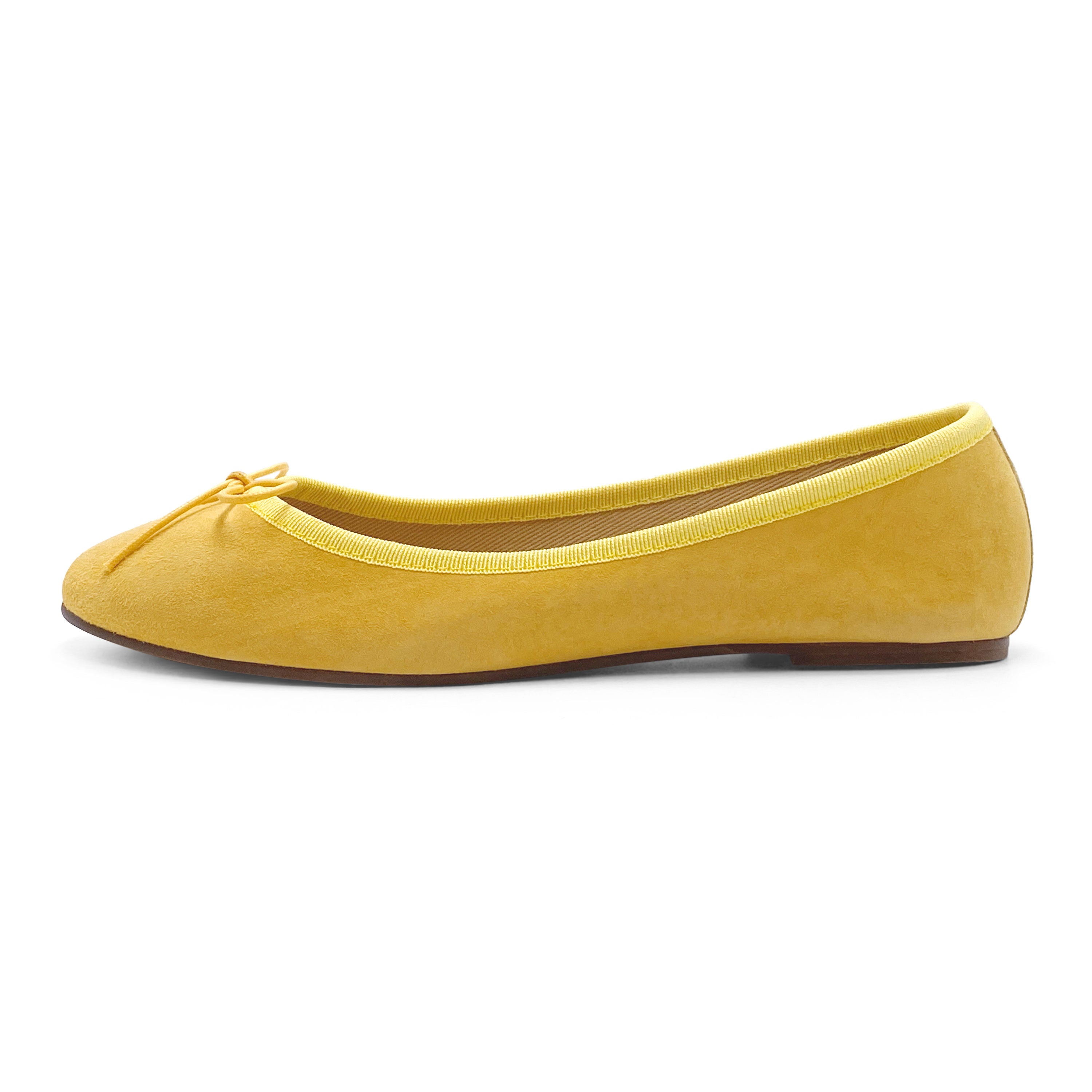Gelbe Wildlederballerinas