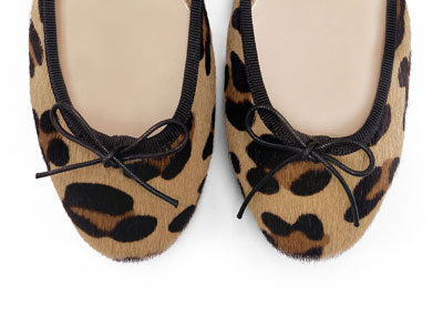 Leopard spotted calf hair round toe ballet flats