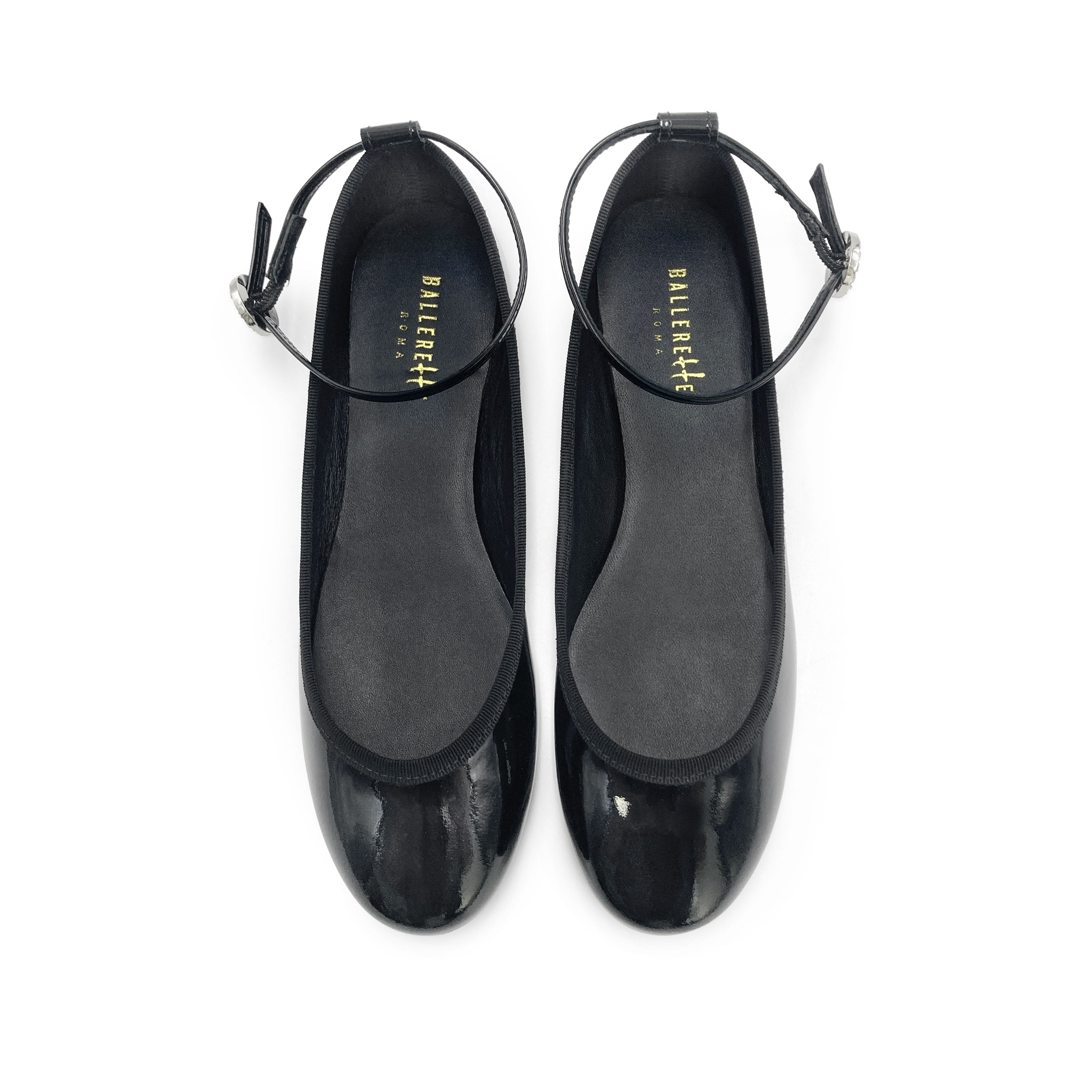 Ballerines vernies noires à bride bijou