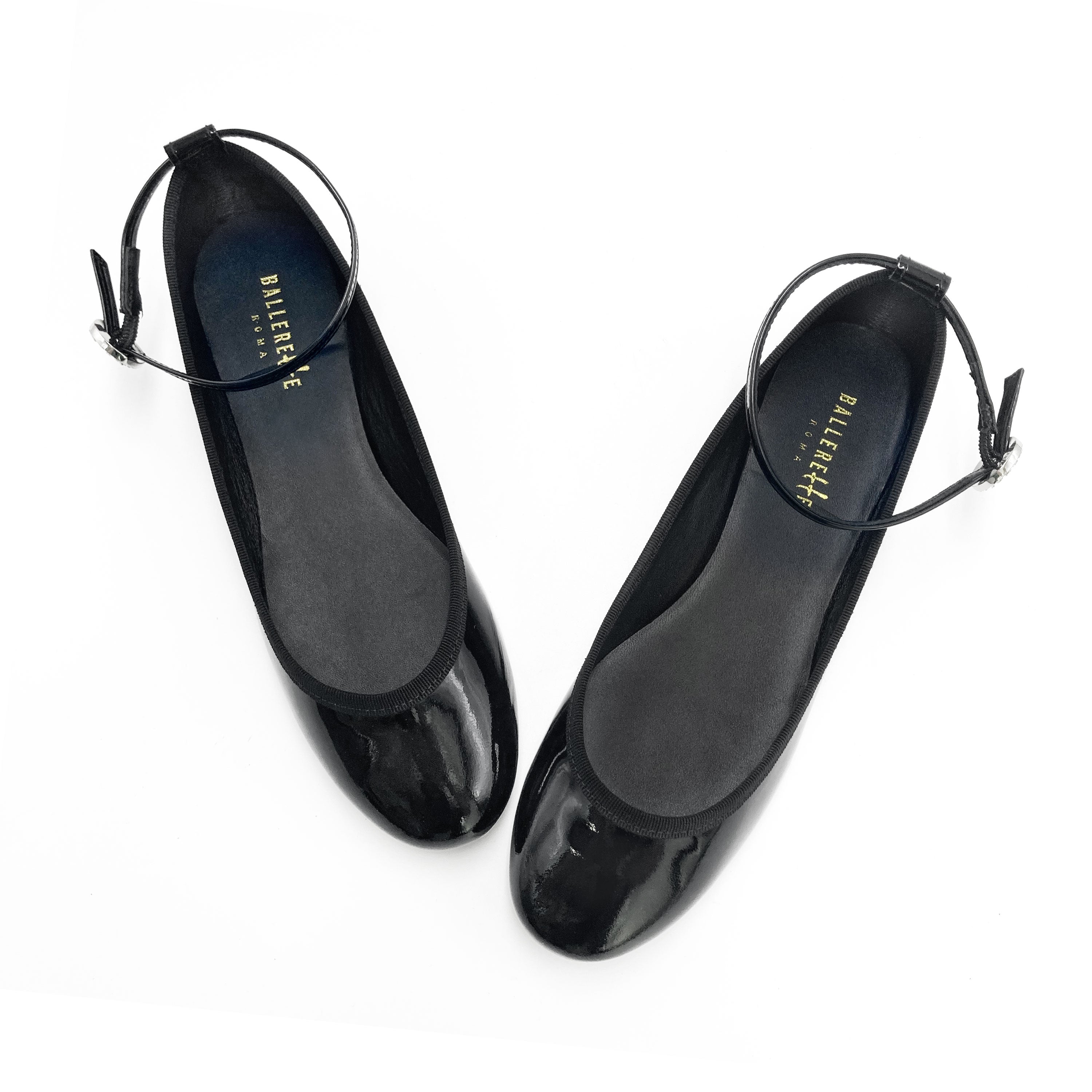 Ballerines vernies noires à bride bijou