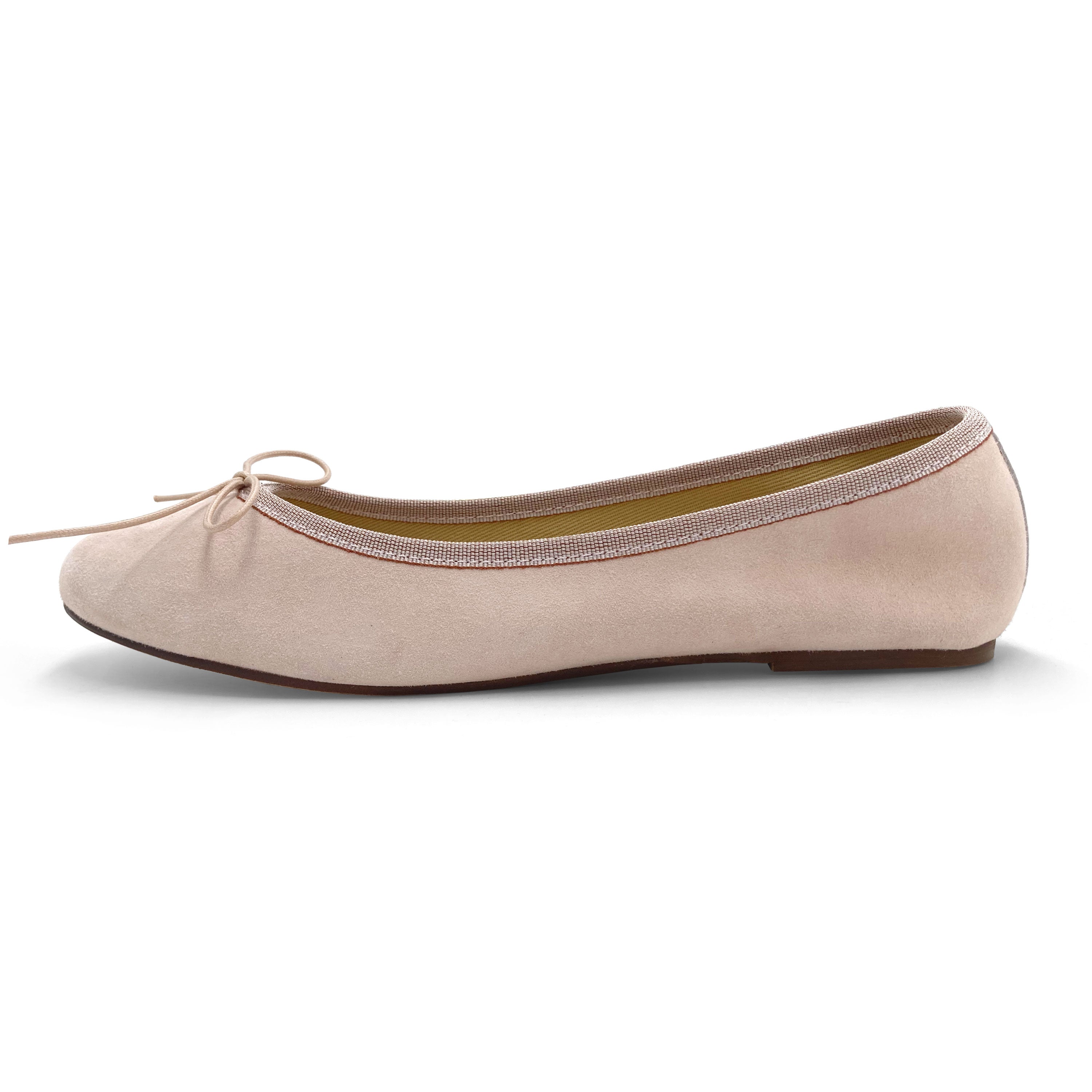 Pink suede ballet flats