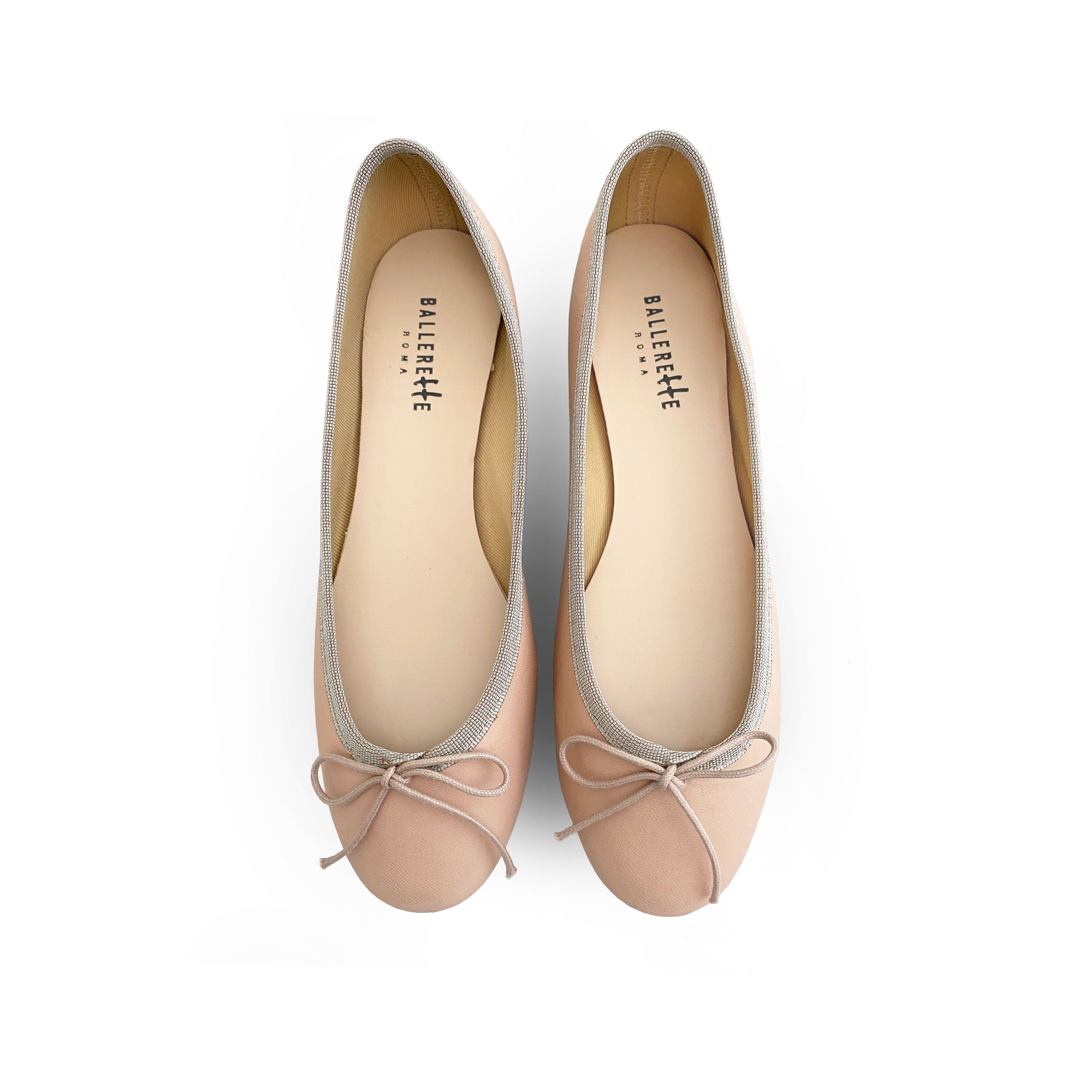 Rosafarbene Ballerinas aus Leder