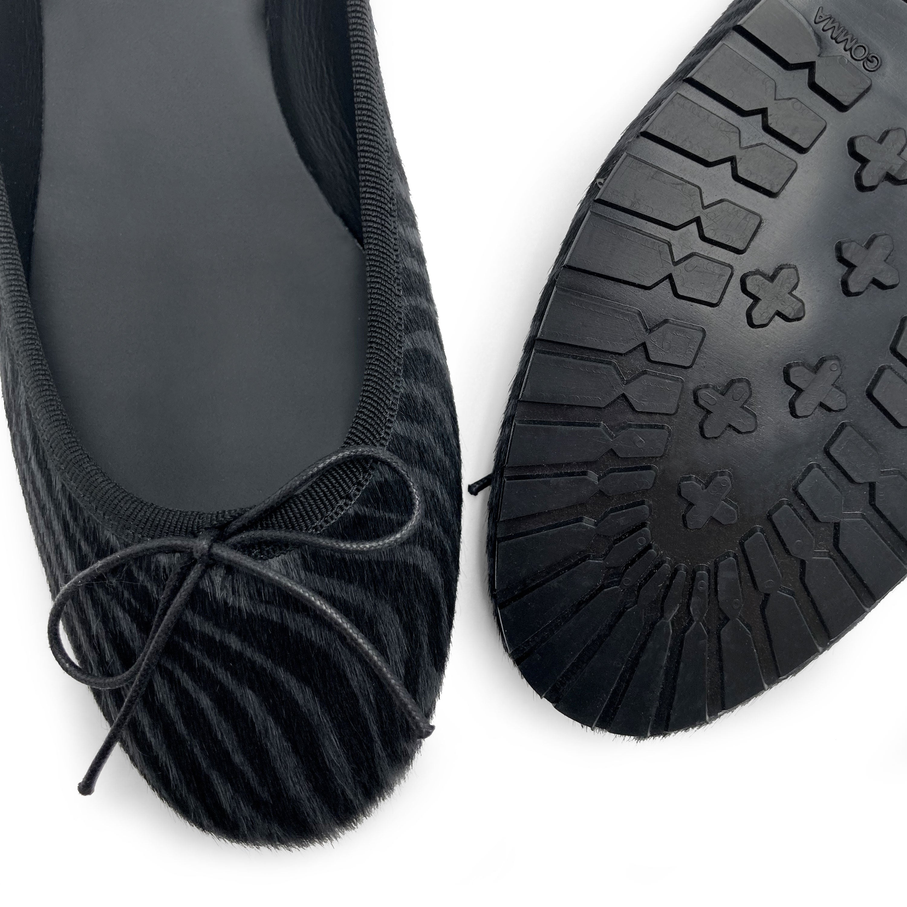 Ballerine zebrate in cavallino nero e grigio