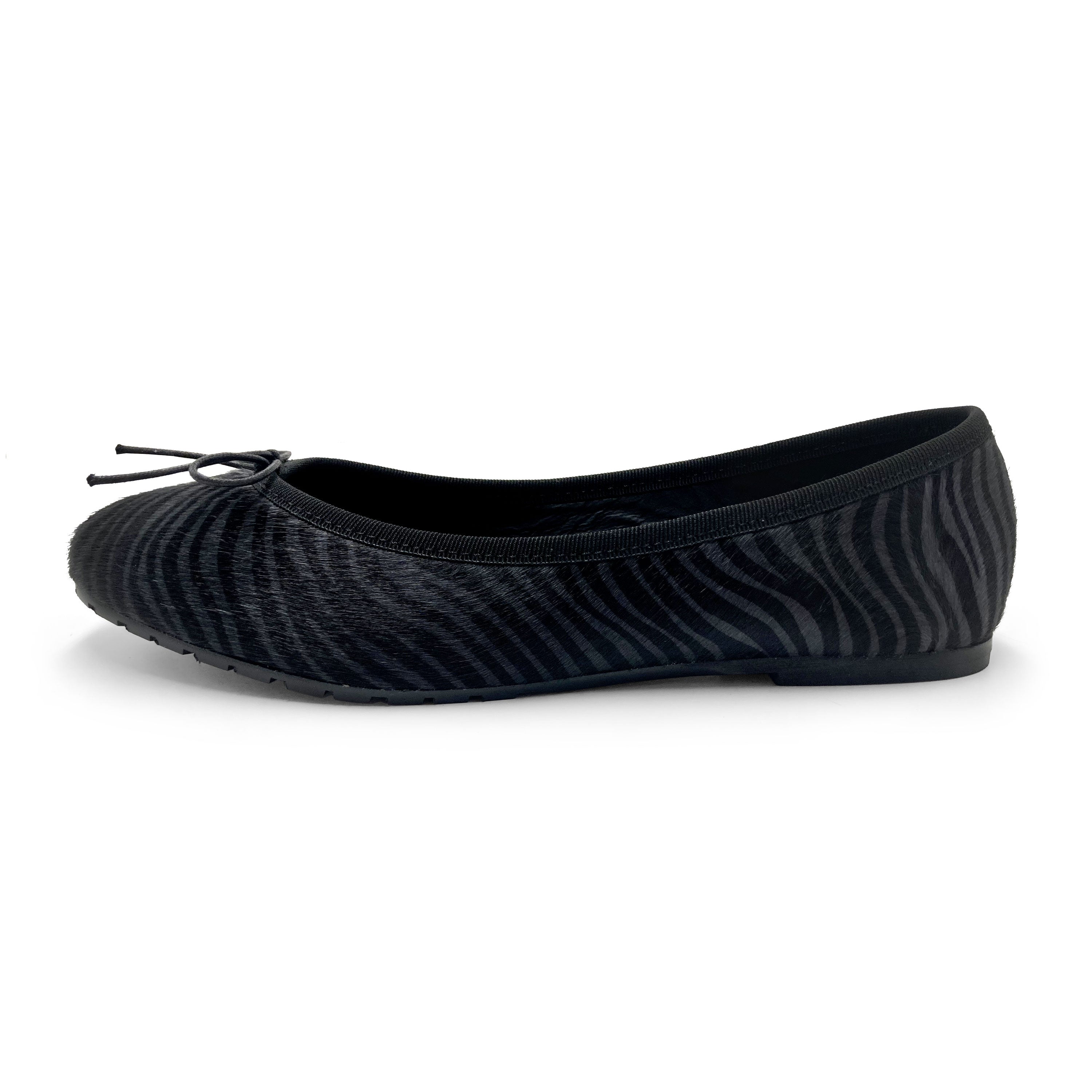 Ballerine zebrate in cavallino nero e grigio