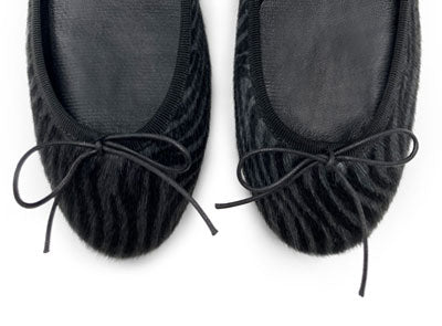 Ballerine zebrate in cavallino nero e grigio