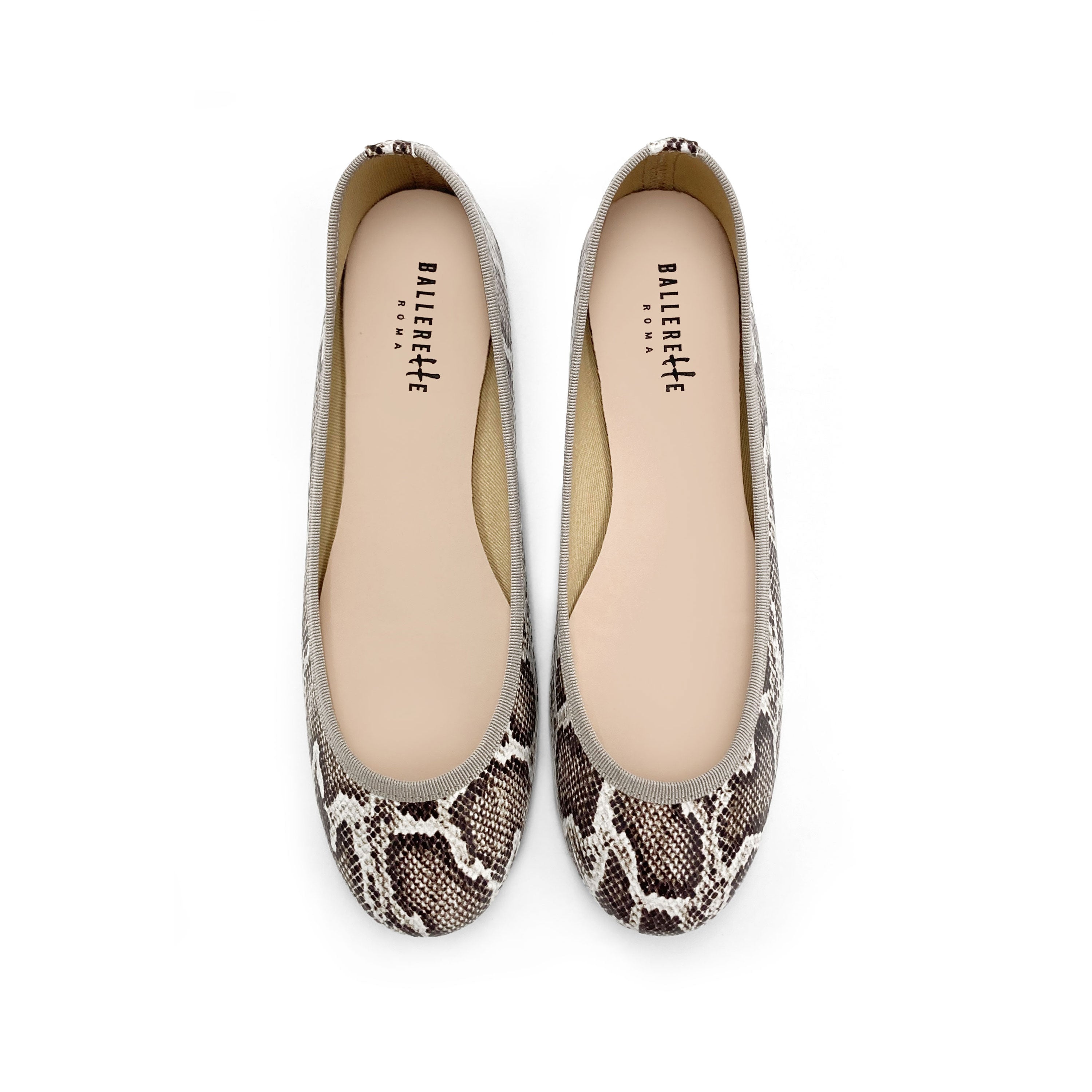 Ballerinas in Animal-Print-Python-Optik aus Leder