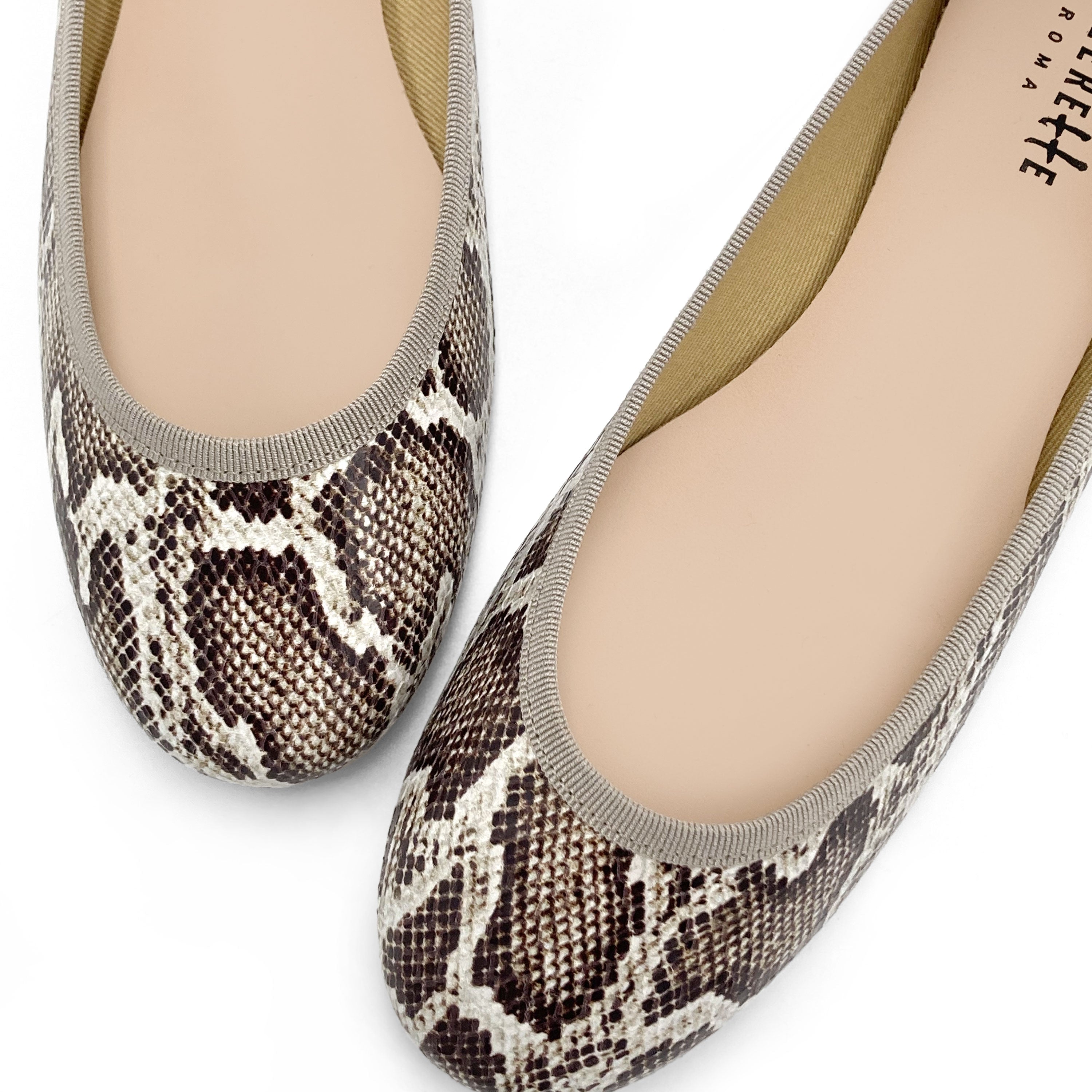 Ballerinas in Animal-Print-Python-Optik aus Leder