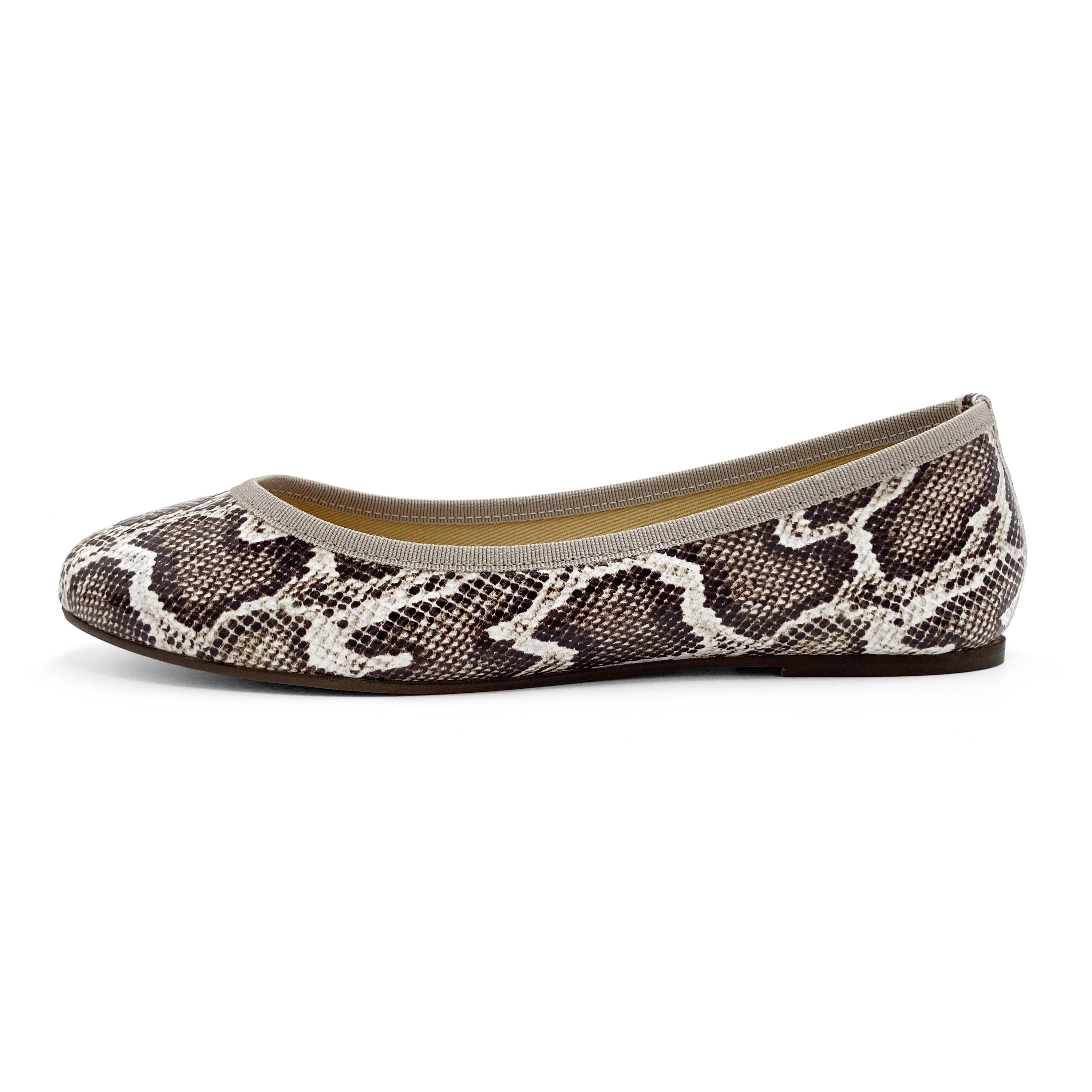 Ballerinas in Animal-Print-Python-Optik aus Leder