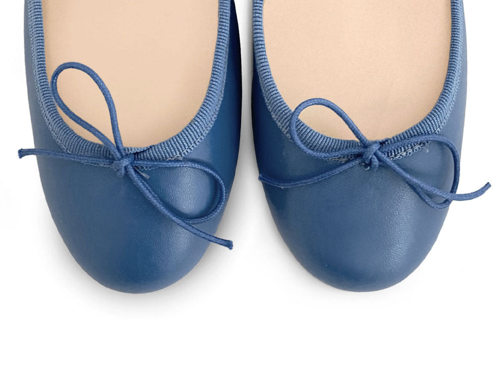 Indigo leather ballet flats