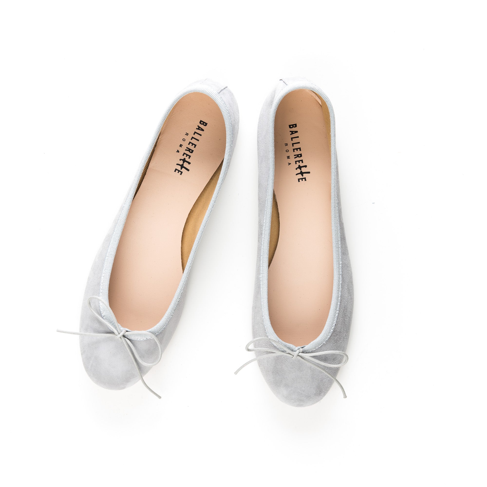 Perlgraue Wildlederballerinas