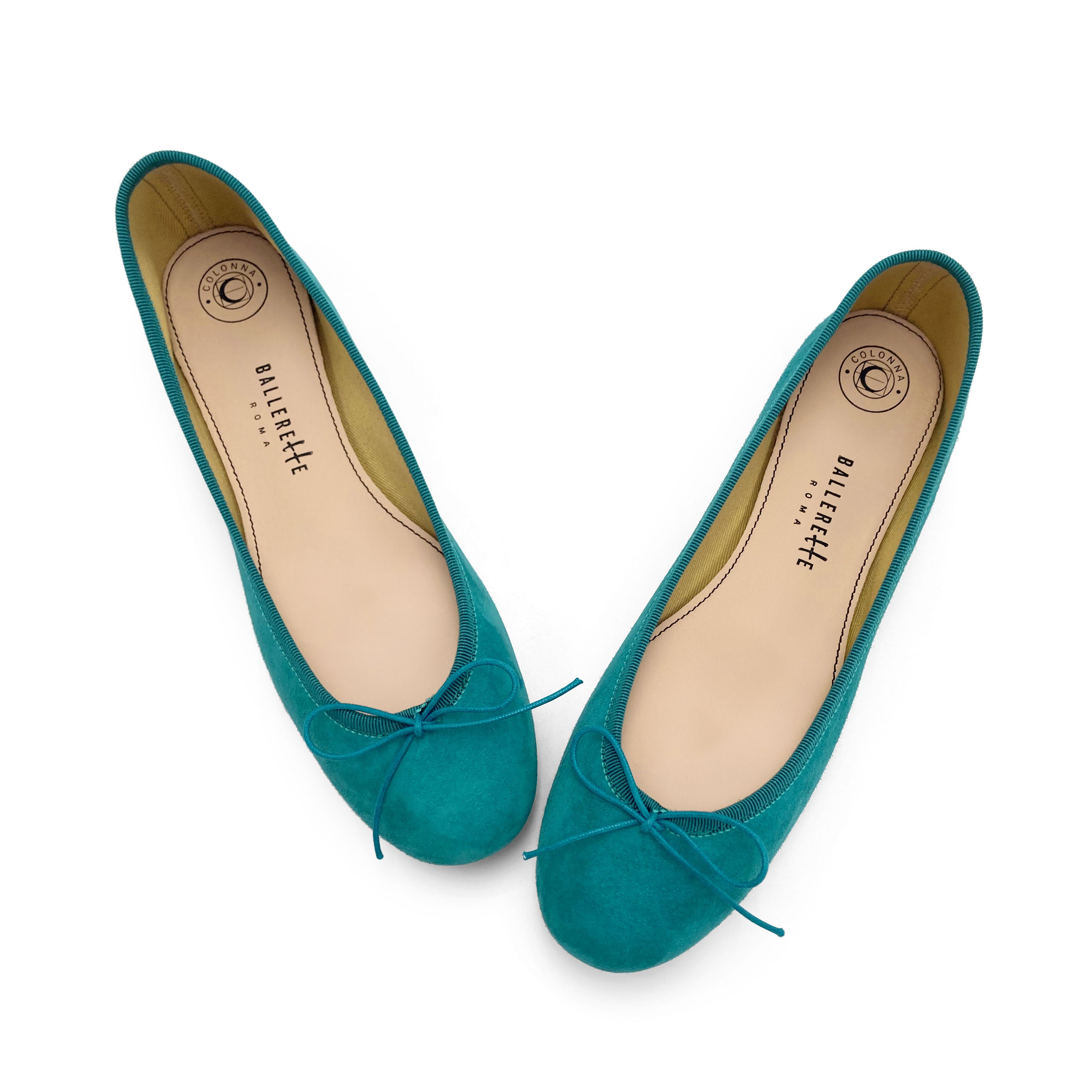 Peacock blue suede ballet flats