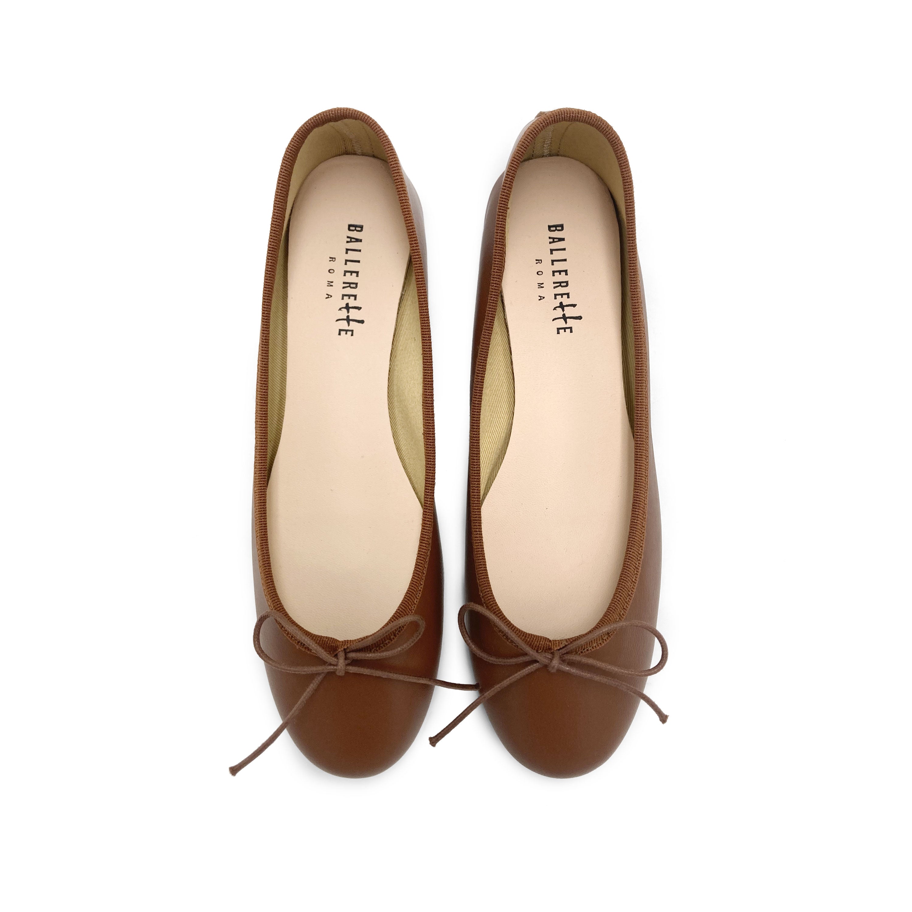Chocolate Brown Leather Ballet Flats