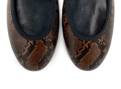 Ballerine in pelle stampa animalier marroni