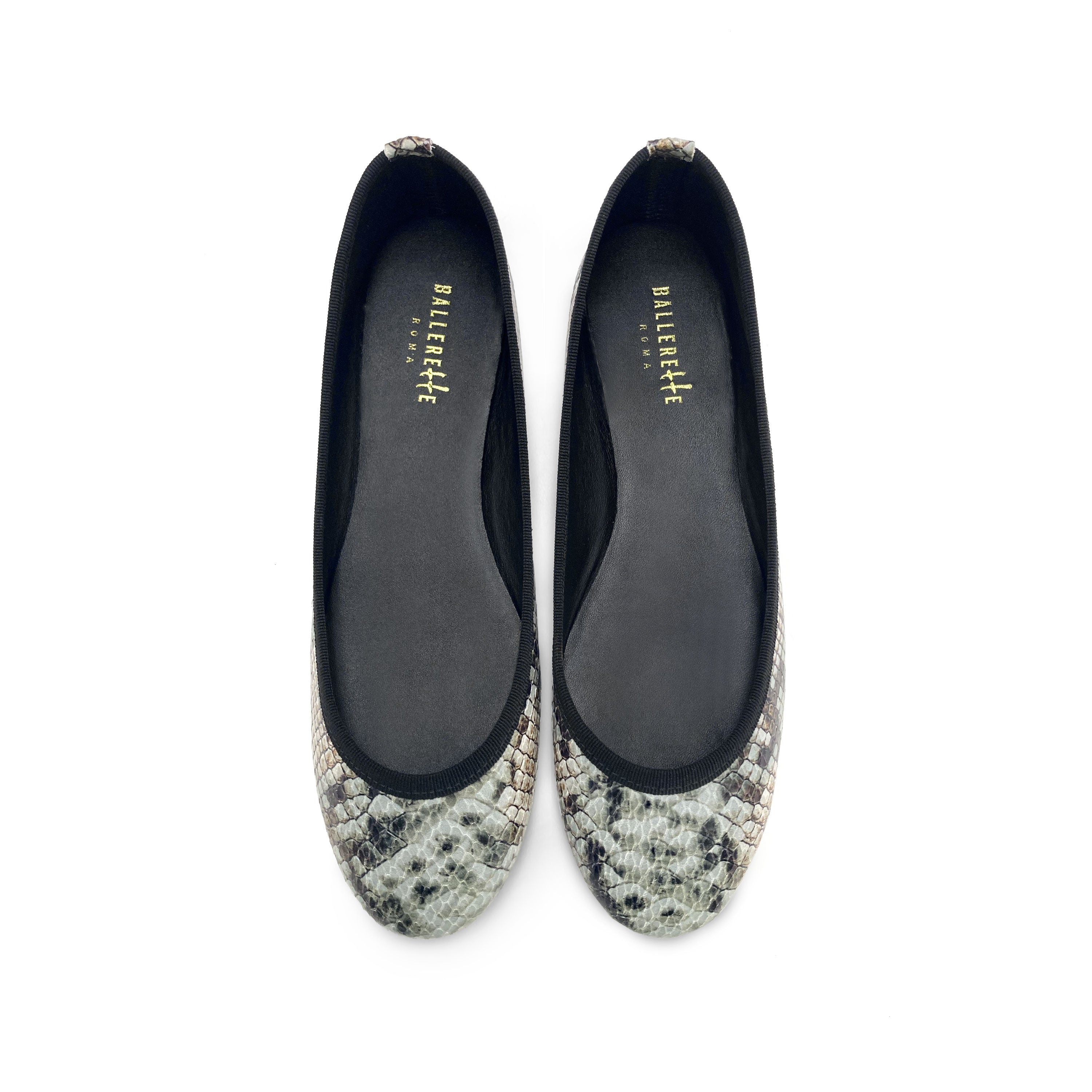 Snake print leather ballet flats