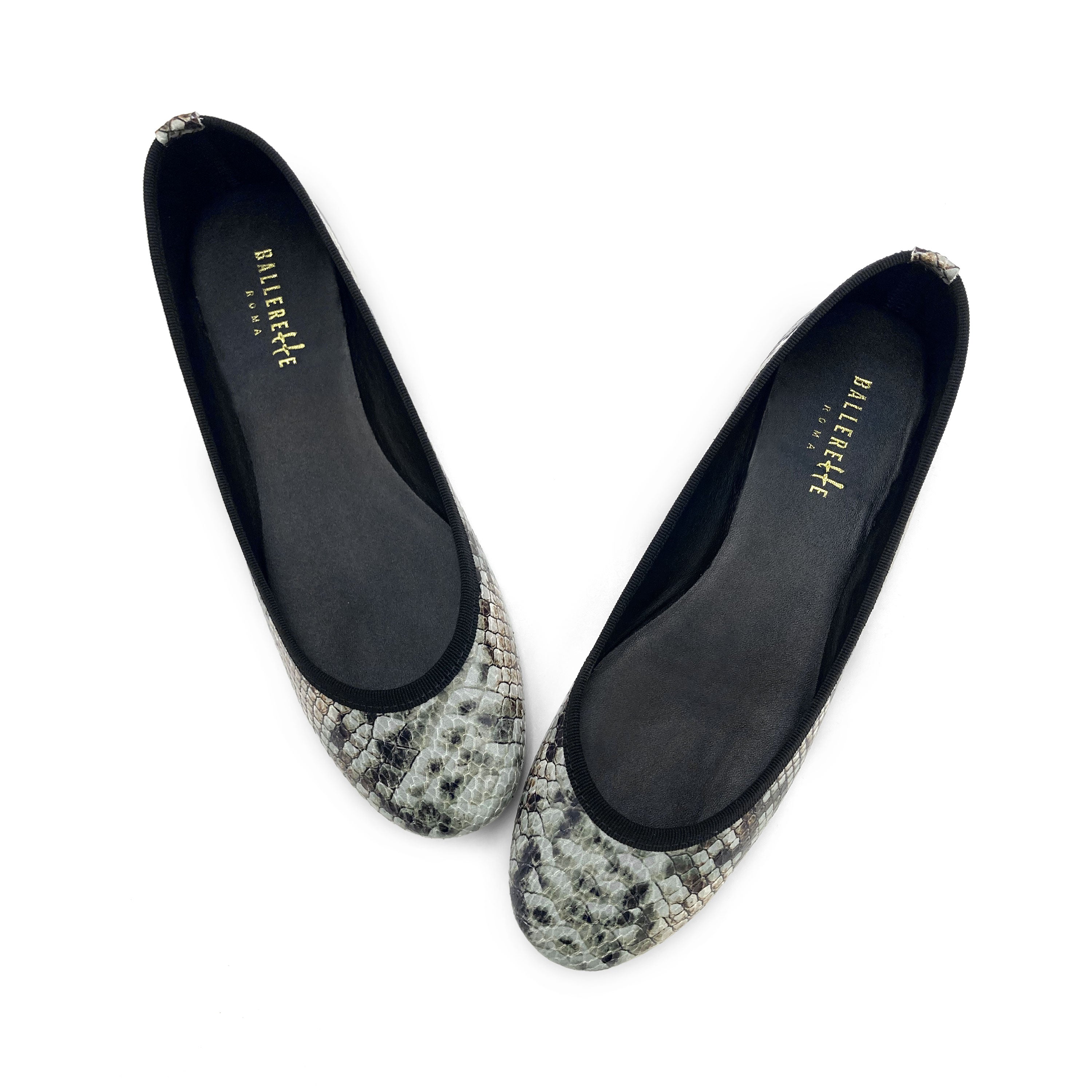 Snake print leather ballet flats