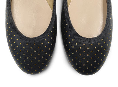 Ballerine nere in pelle con micro pois oro
