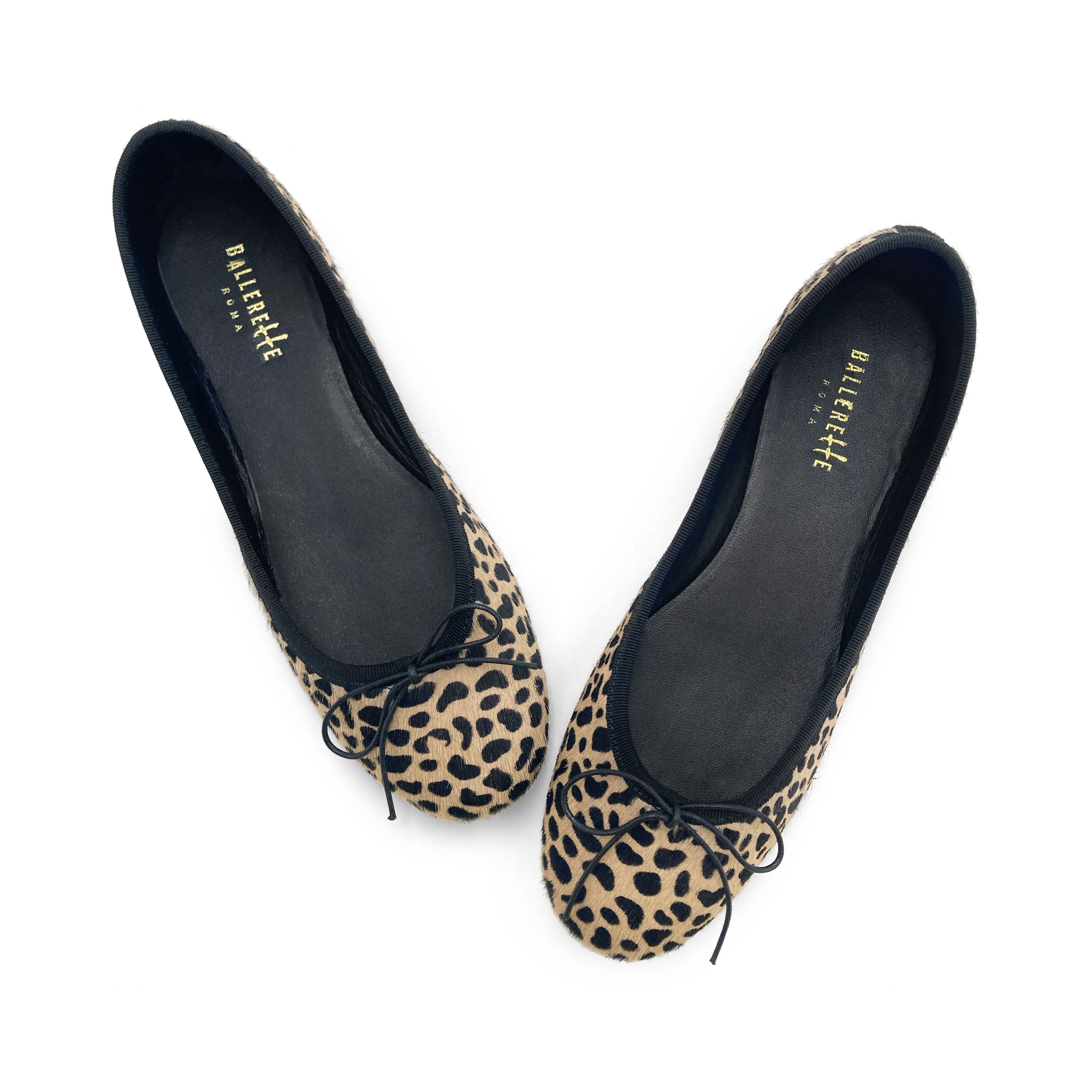 Ballerinas mit Animal-Print aus geflecktem Ponyfell