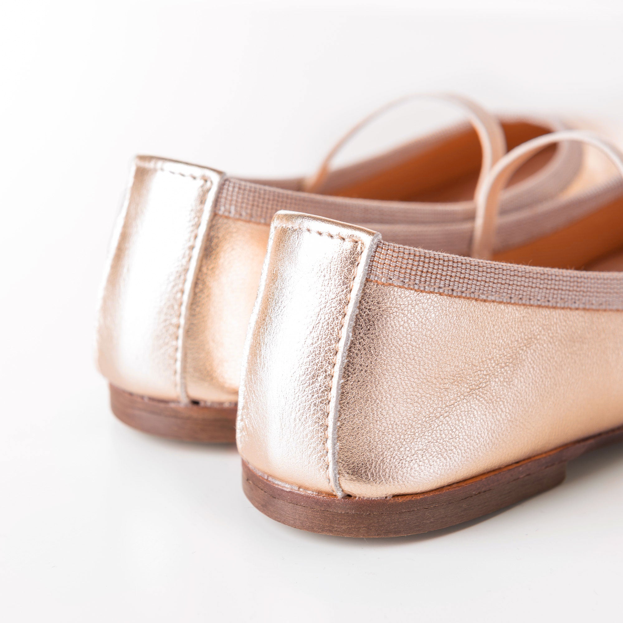 Ballerine bambina in pelle laminata rosa con elastico
