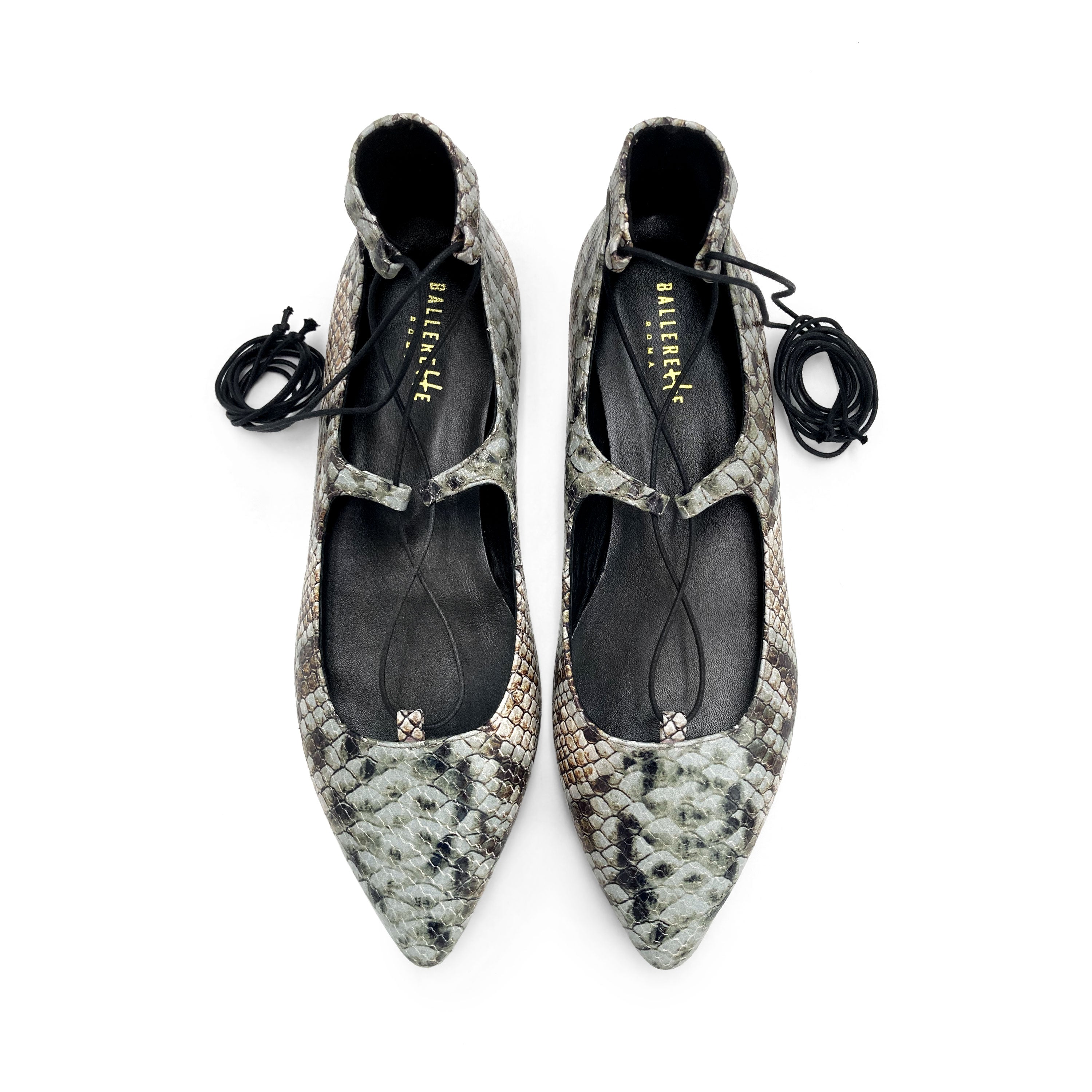 Ballerines à lacets style spartiate imprimé python animalier
