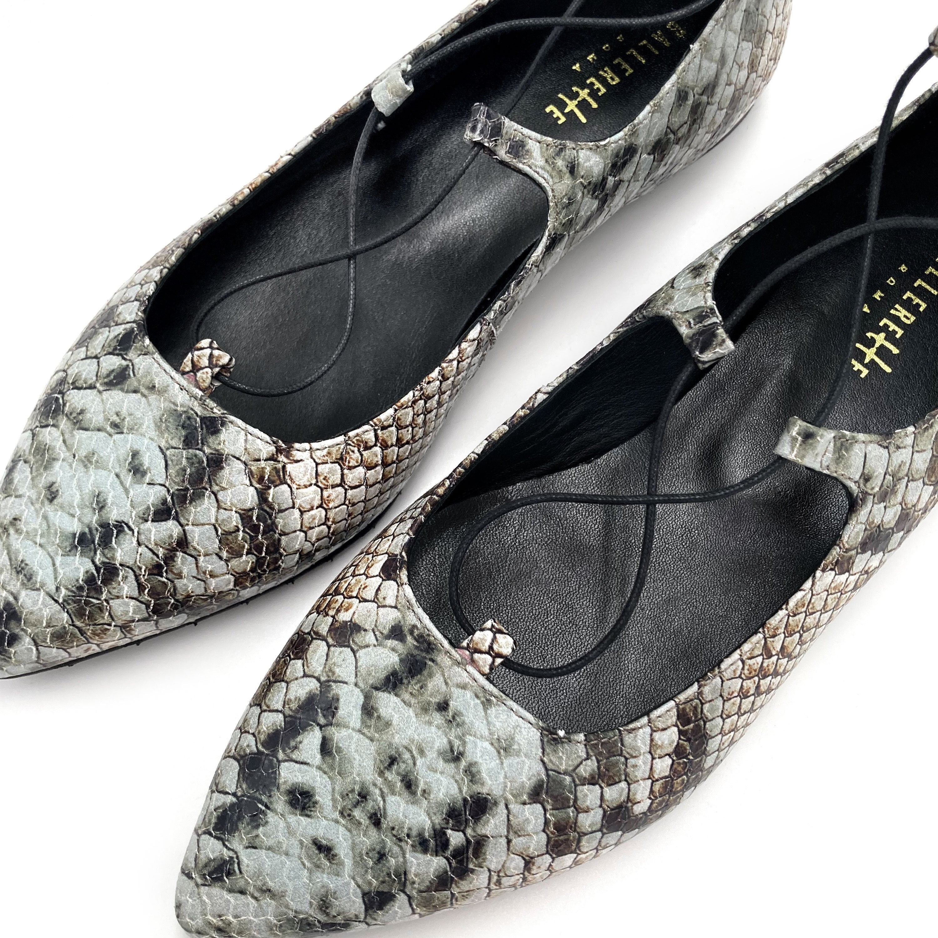 Ballerines à lacets style spartiate imprimé python animalier
