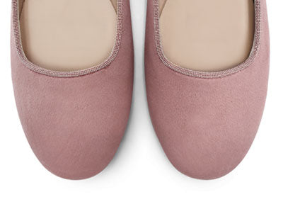 Ballerines en velours vieux rose à bride