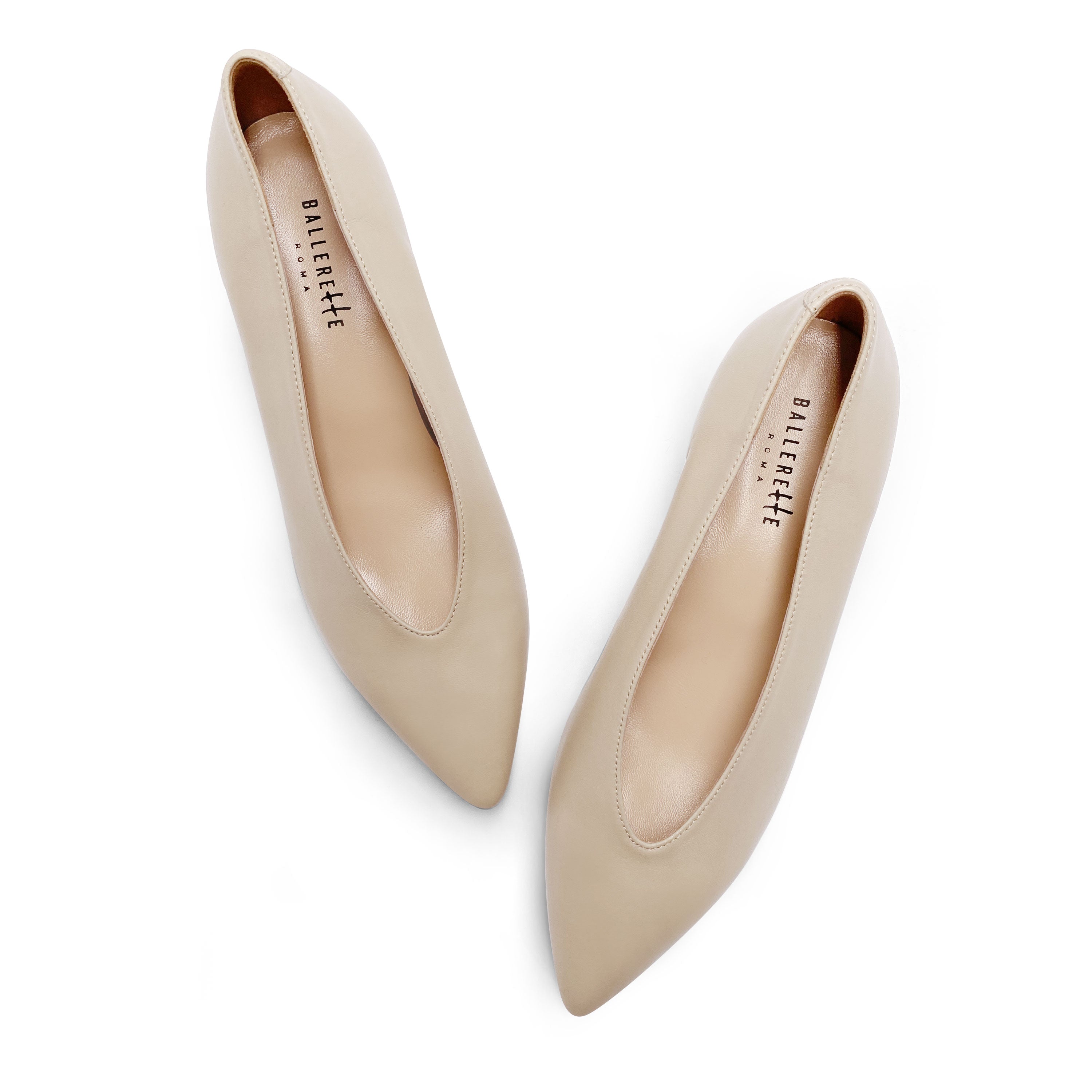 Décolletés pointues en cuir beige à col en V