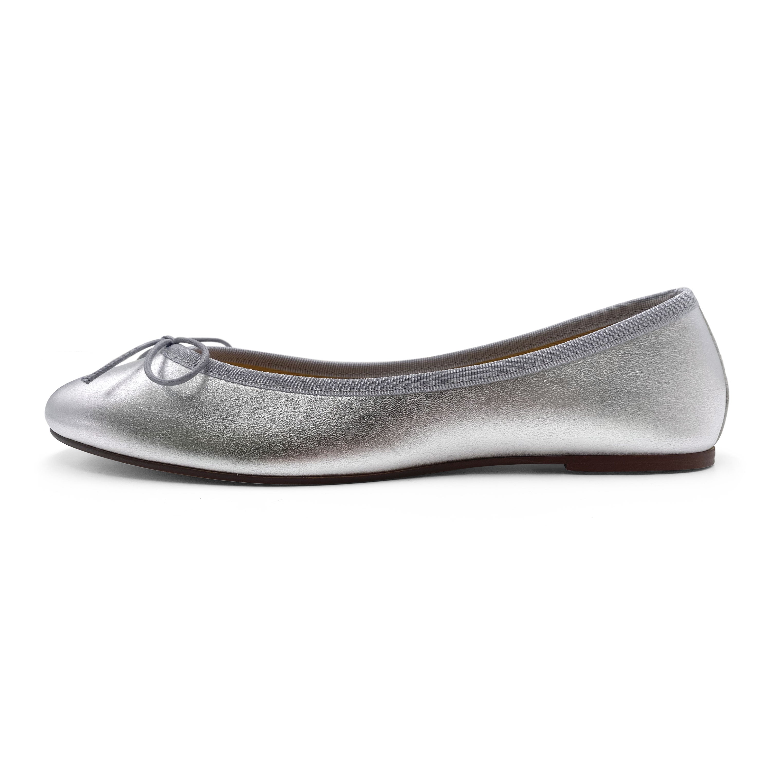 Ballerine argento in pelle laminata