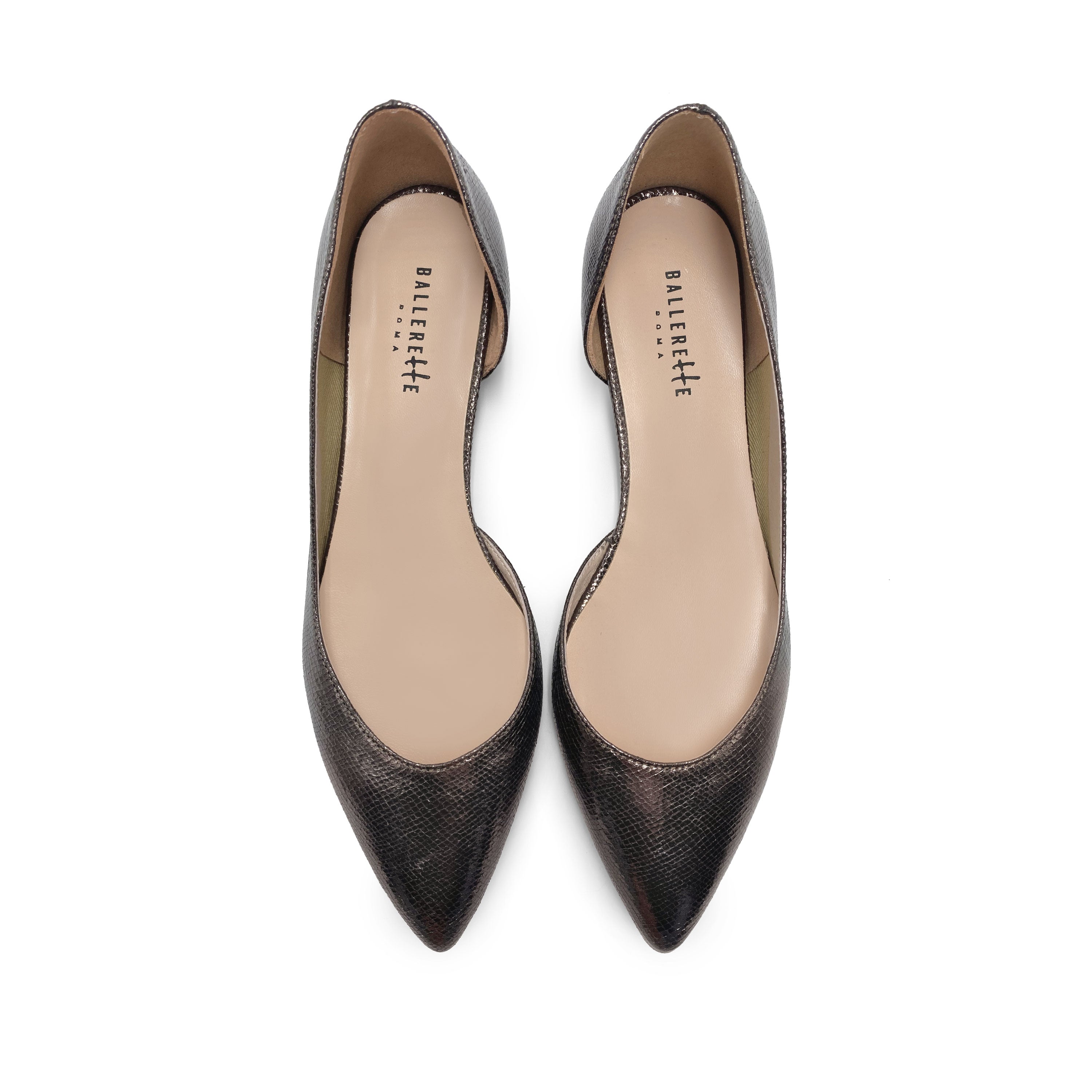 Ballerines à bout ouvert laminées en acier