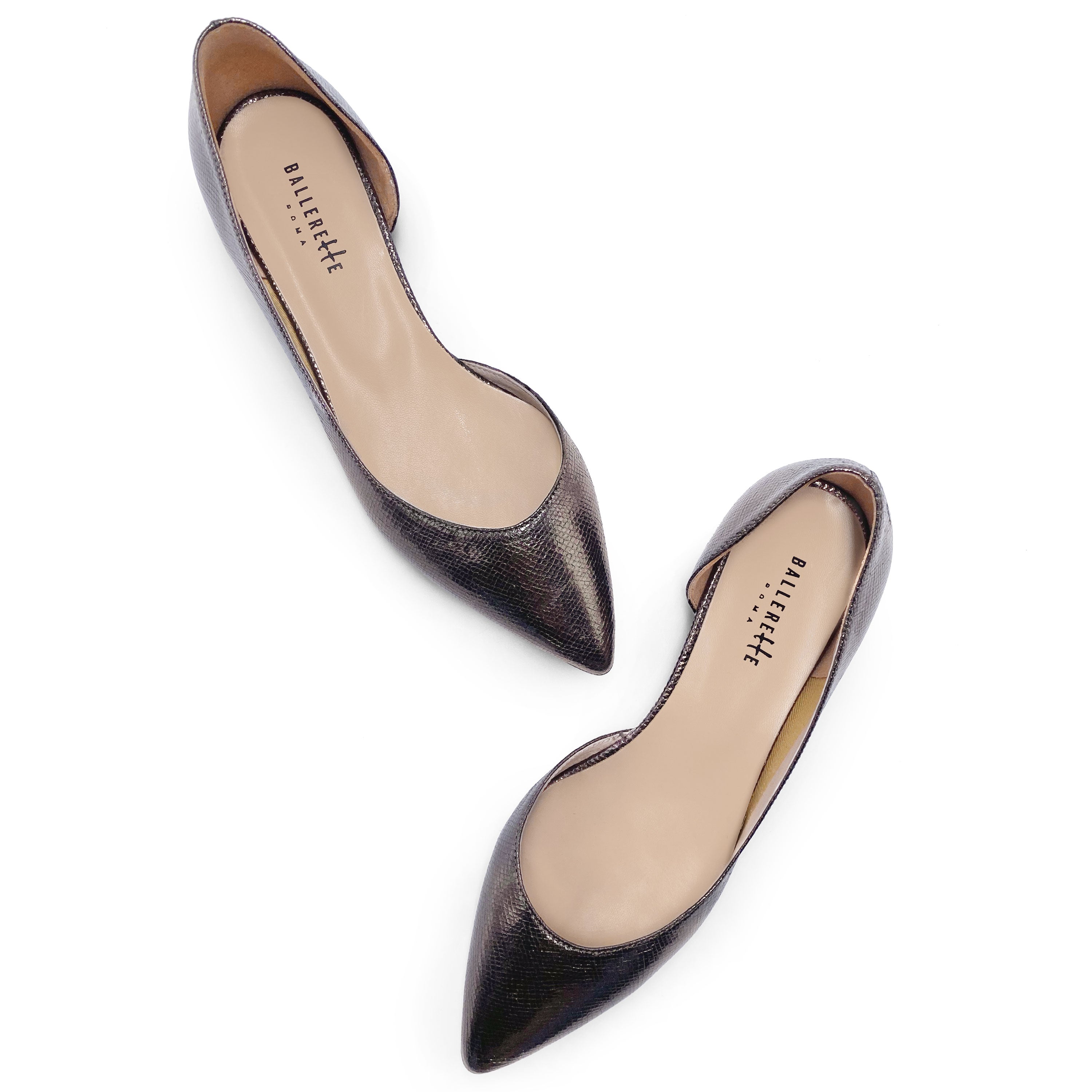 Ballerines à bout ouvert laminées en acier