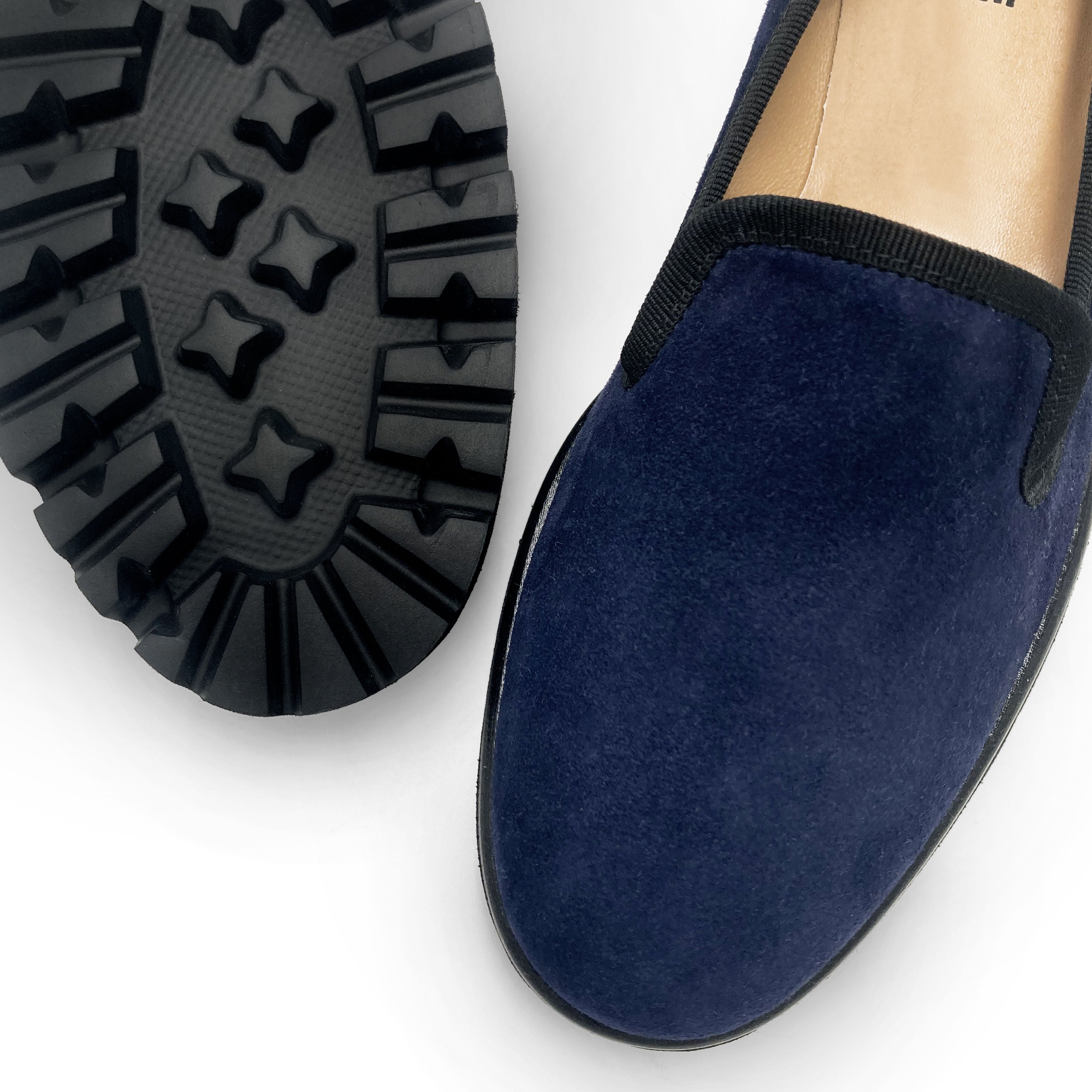 Mocassins plateforme en daim bleu pour femme
