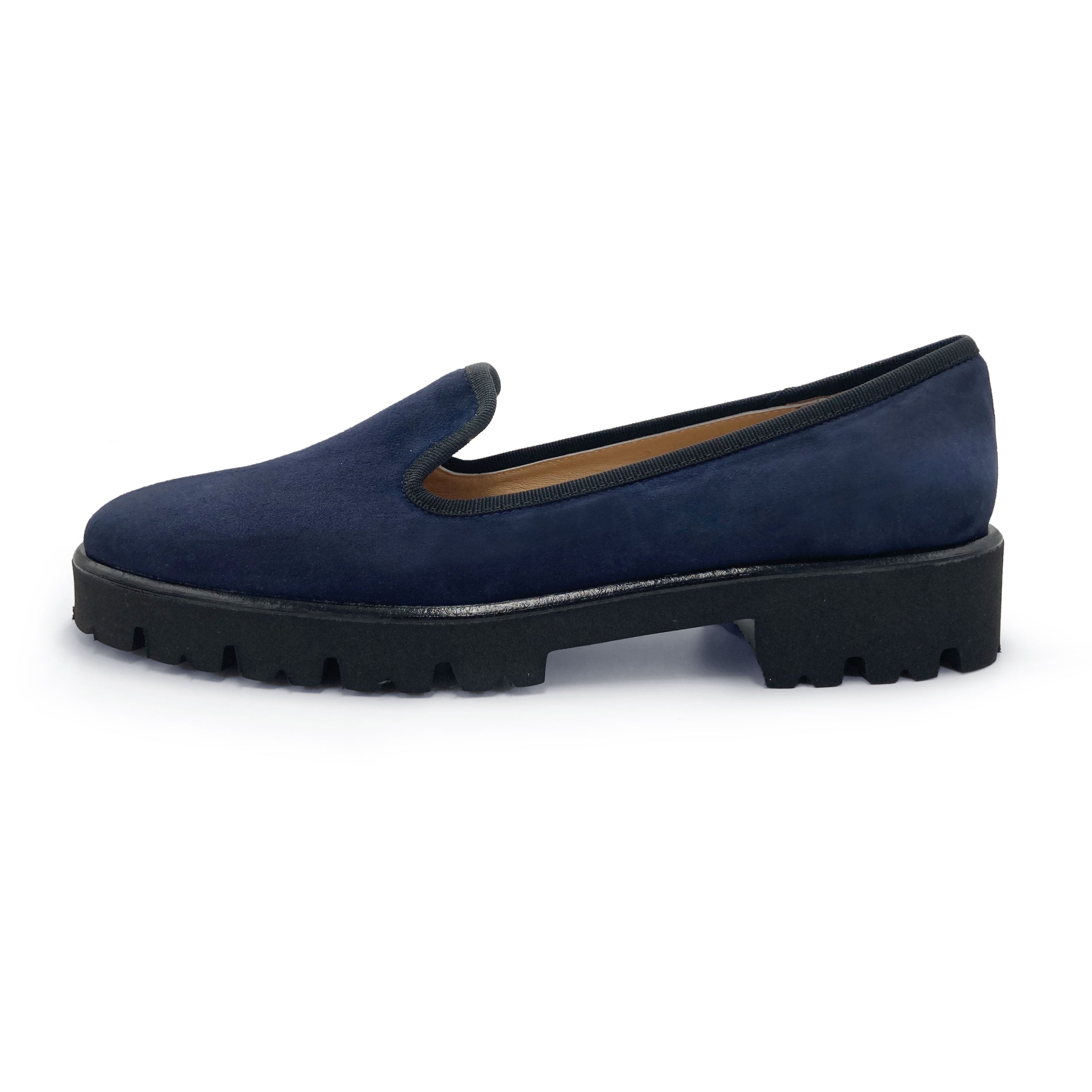 Mocassins plateforme en daim bleu pour femme