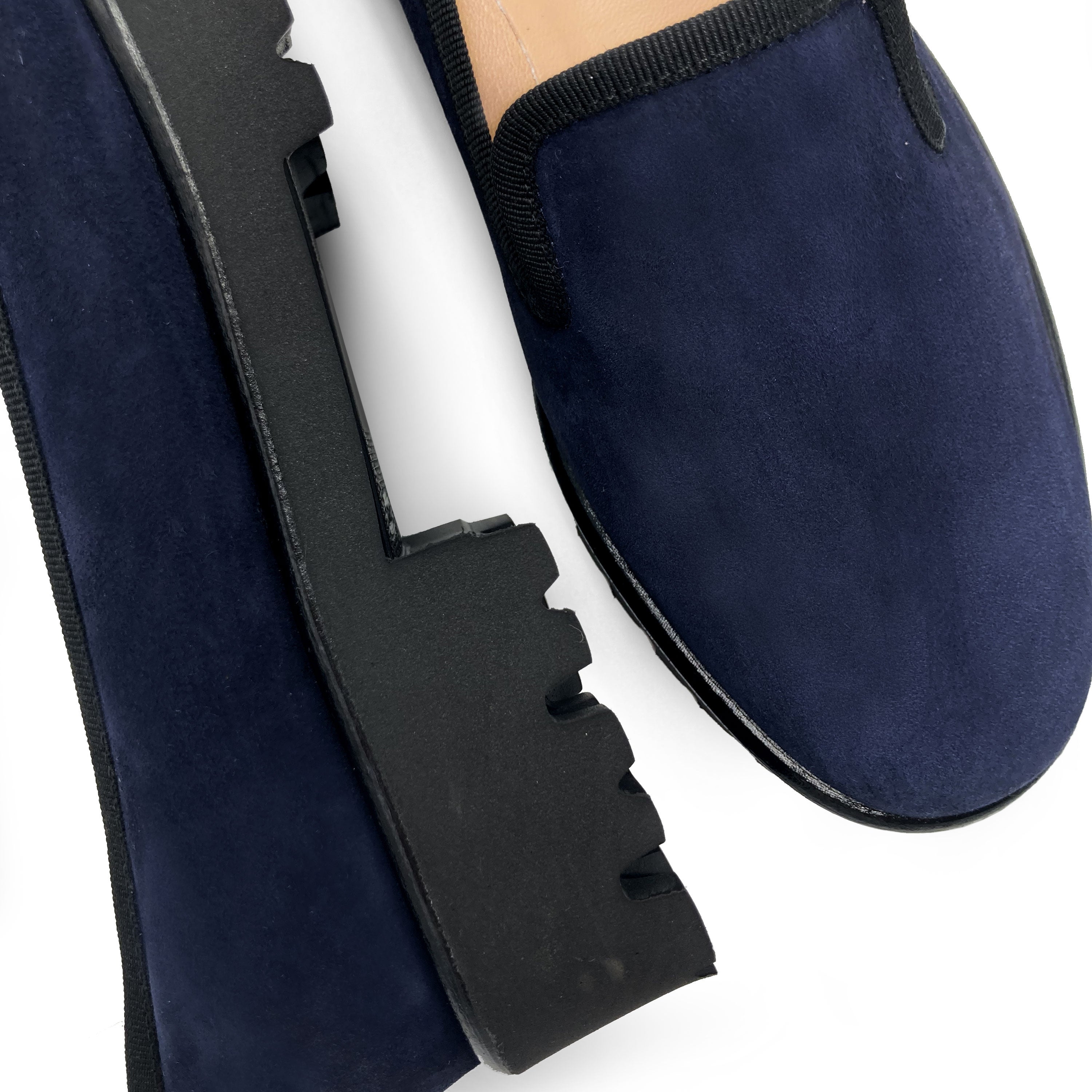 Mocassins plateforme en daim bleu pour femme