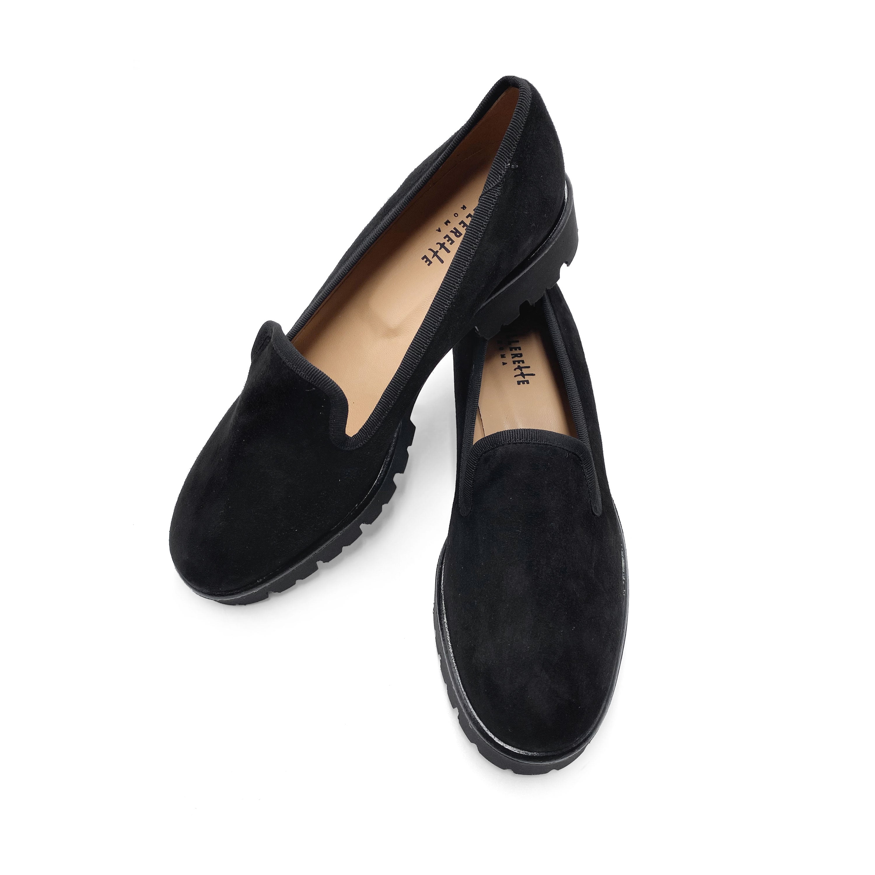 Mocassins plateforme en daim noir pour femme