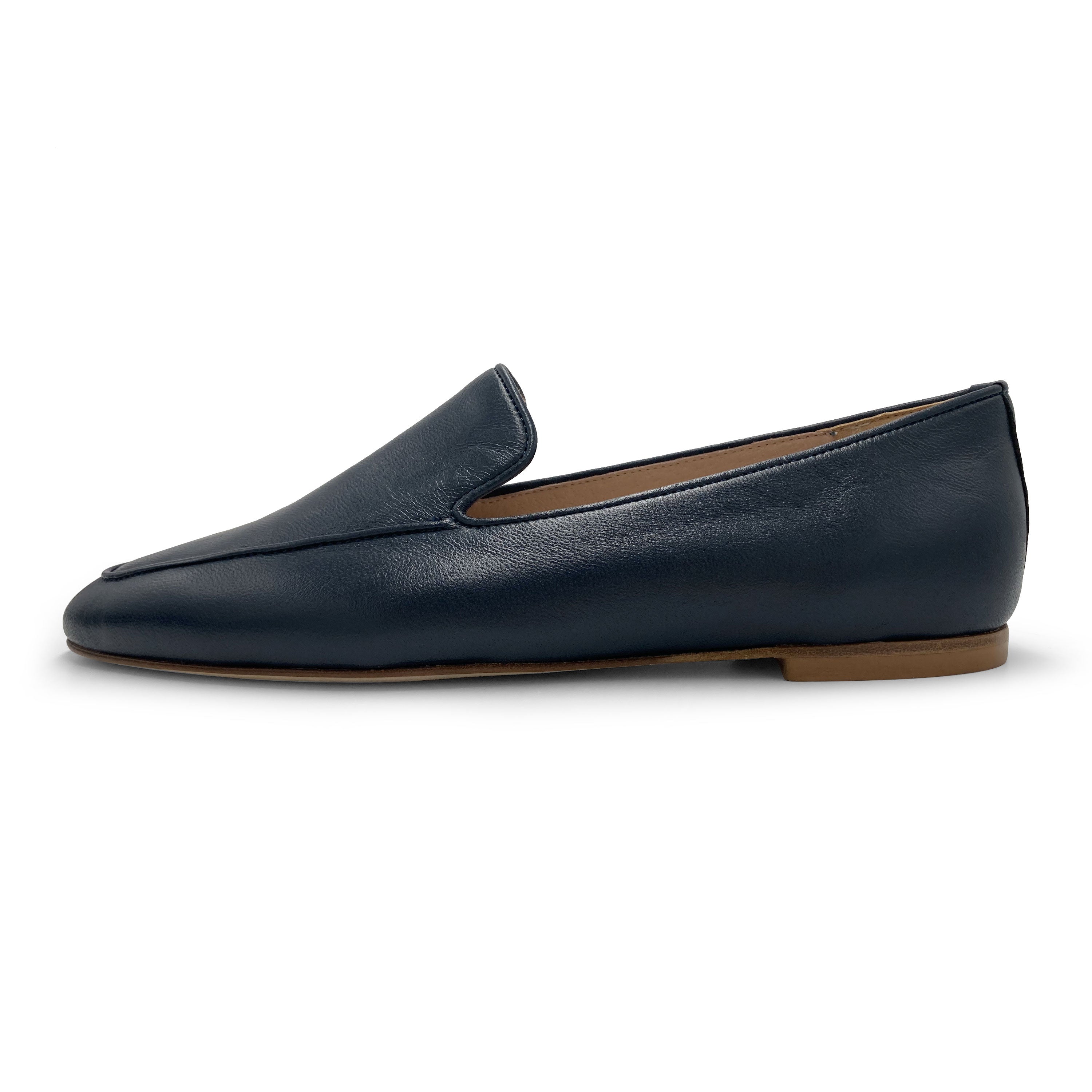 Mocassini da donna blu in pelle