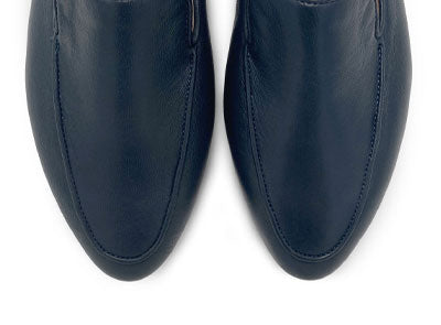Mocassini da donna blu in pelle