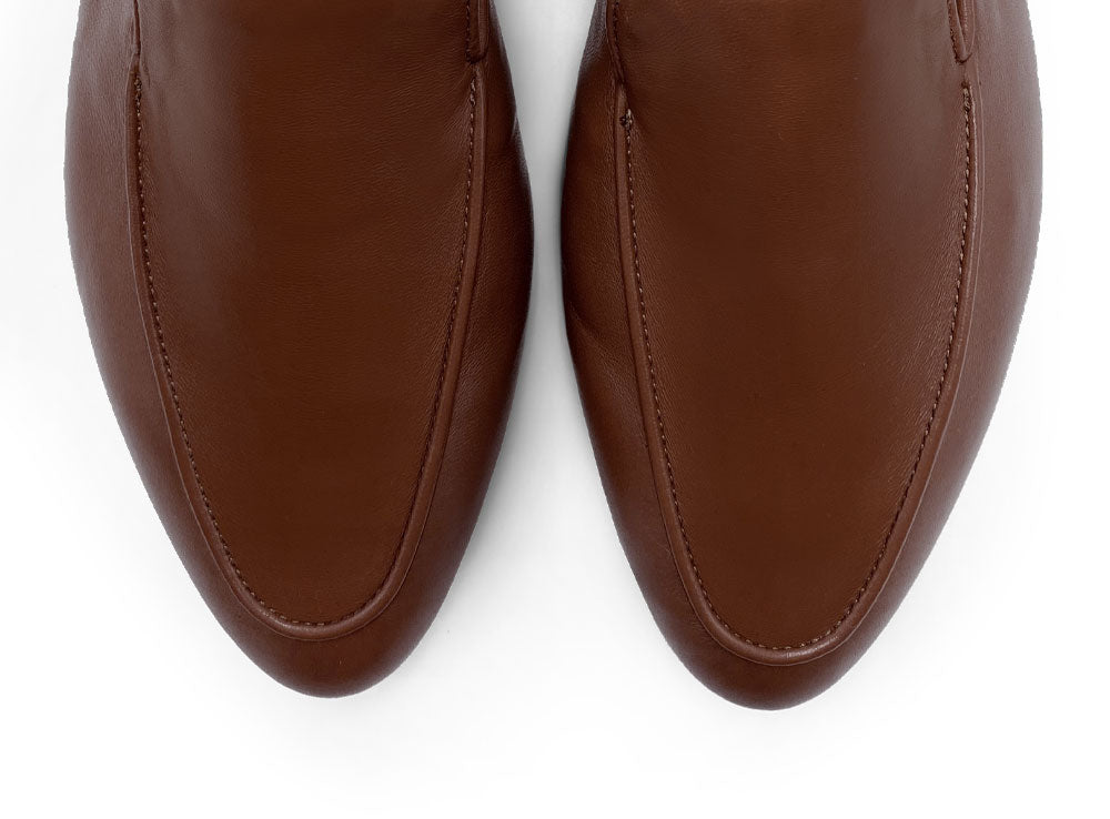 Brown leather women moccasins